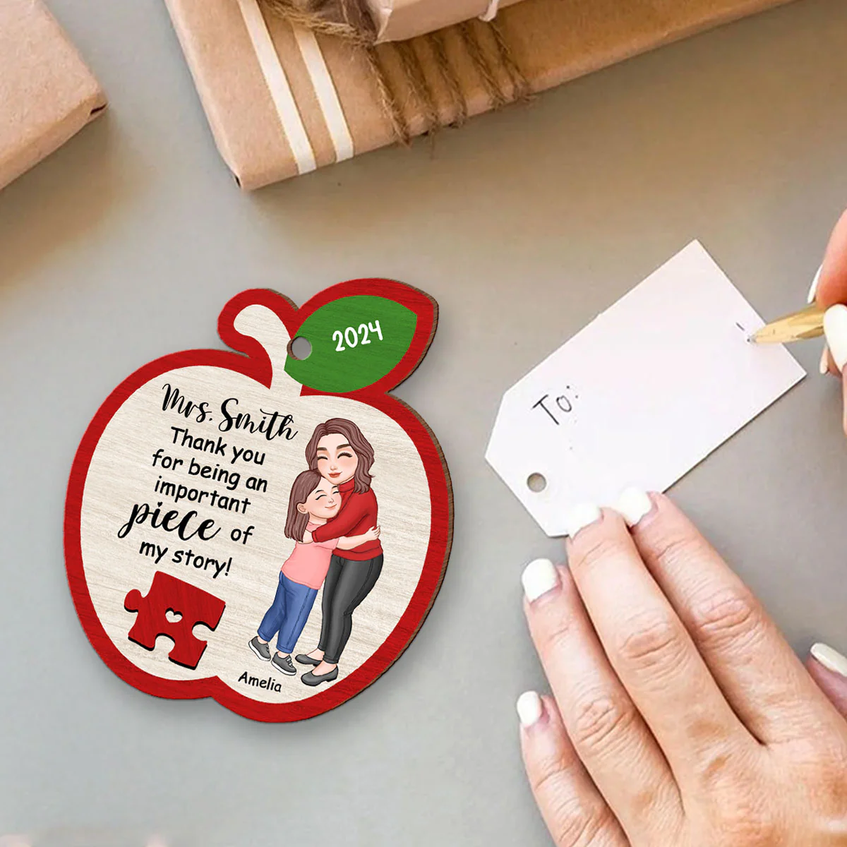 Thank You For Being An Importance Piece Teacher Appreciation Gifts Personalized Wooden Ornament - Image 4