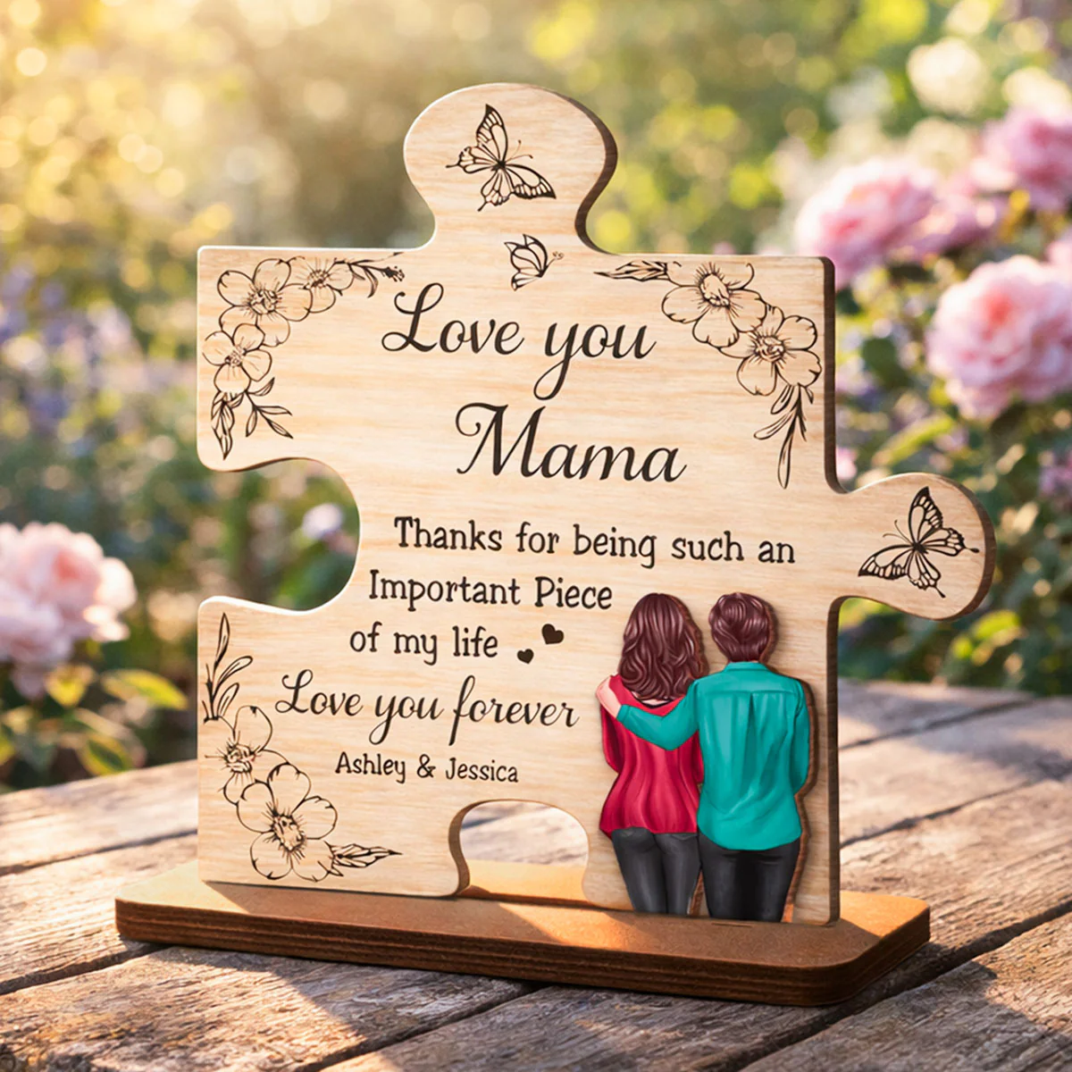 Thank You for Being Such an Important Piece of My Life Mom - Personalized 2-Layered Wooden Plaque - Heartfelt Gift for Mom - Image 5