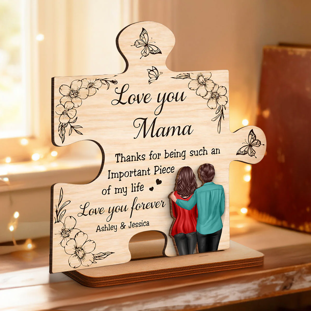 Thank You for Being Such an Important Piece of My Life Mom - Personalized 2-Layered Wooden Plaque - Heartfelt Gift for Mom - Image 7