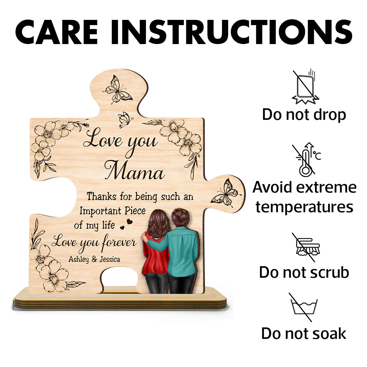 Thank You for Being Such an Important Piece of My Life Mom - Personalized 2-Layered Wooden Plaque - Heartfelt Gift for Mom - Image 8