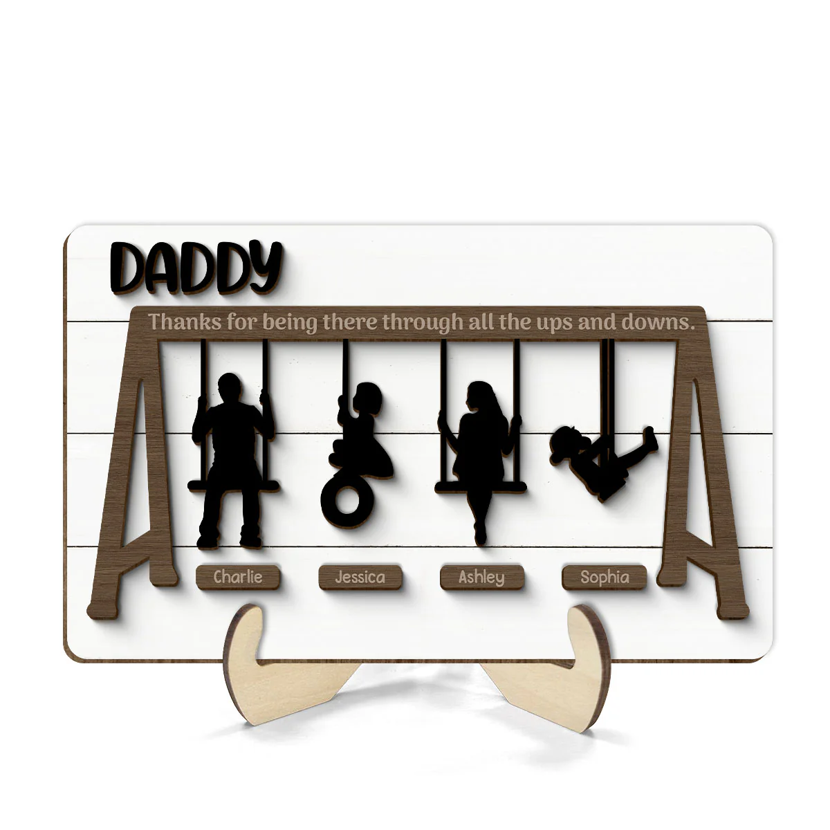 Thank You For Being There Through Up And Down 2-Layer Wooden Plaque, Gift, Gift