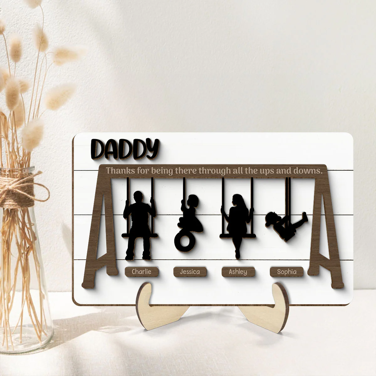 Thank You For Being There Through Up And Down 2-Layer Wooden Plaque, Gift, Gift - Image 2