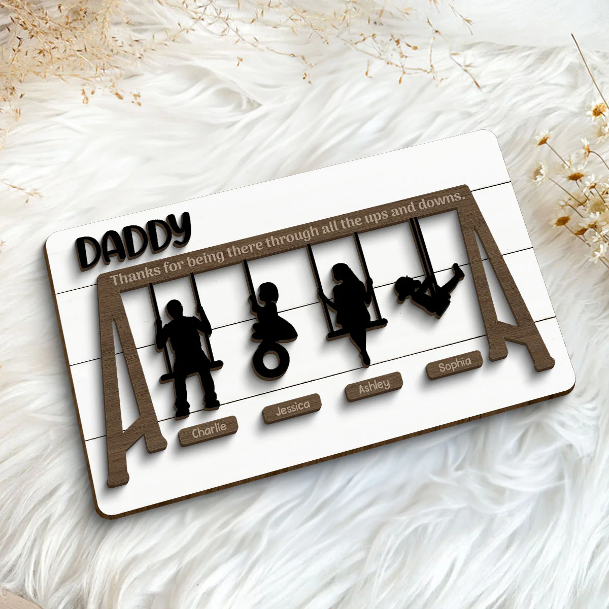 Thank You For Being There Through Up And Down 2-Layer Wooden Plaque, Gift, Gift - Image 5