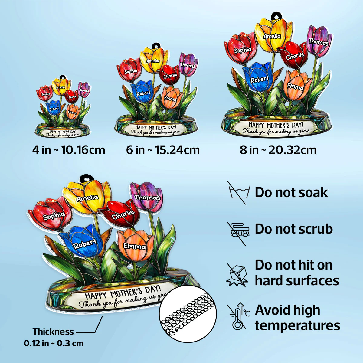 Thank You for Helping Us Grow Tulip Flowers - Personalized Suncatcher - Heartfelt Mother's Day Gift for Grandma, Mom - Image 6