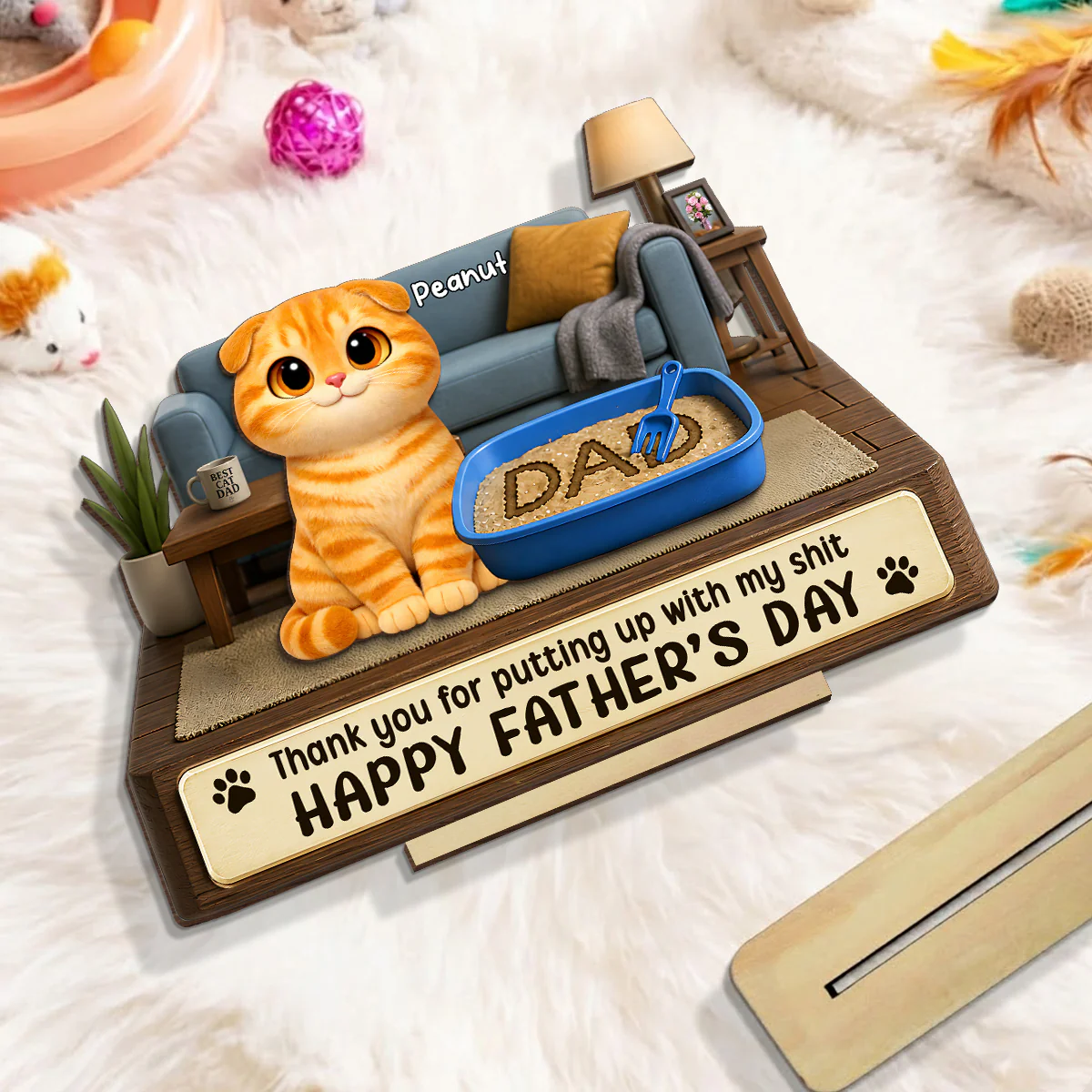 Thank You for Putting up with My Sh*t - Personalized 2-Layered Wooden Plaque - Funny  Gift for Cat Dad - Image 6