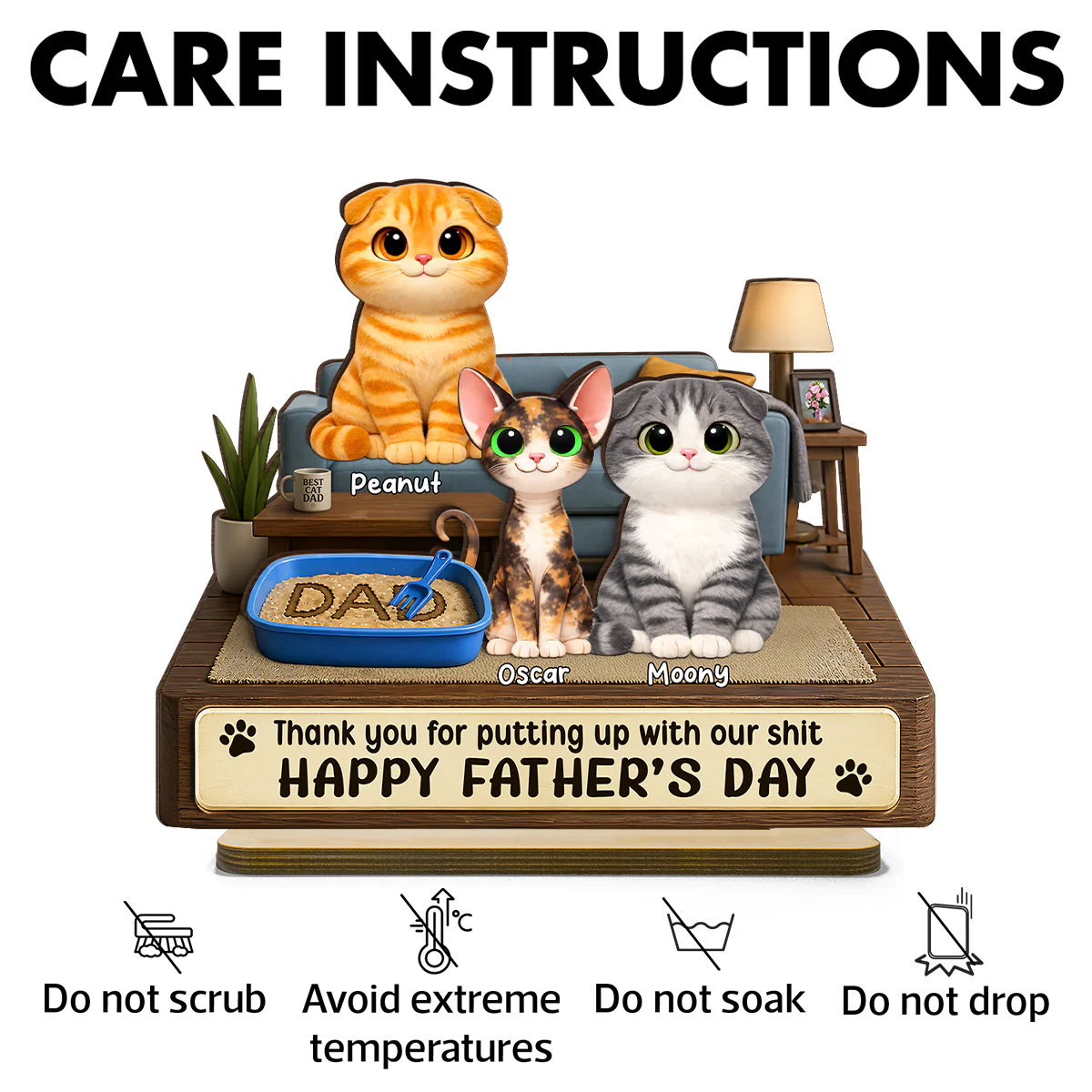 Thank You for Putting up with My Sh*t - Personalized 2-Layered Wooden Plaque - Funny  Gift for Cat Dad - Image 7