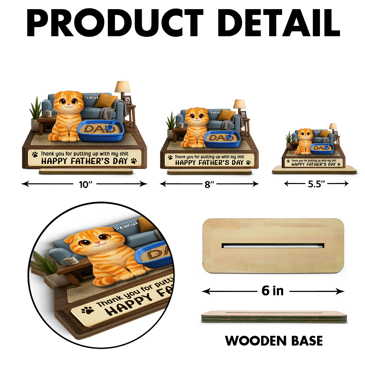 Thank You for Putting up with My Sh*t - Personalized 2-Layered Wooden Plaque - Funny  Gift for Cat Dad - Image 8