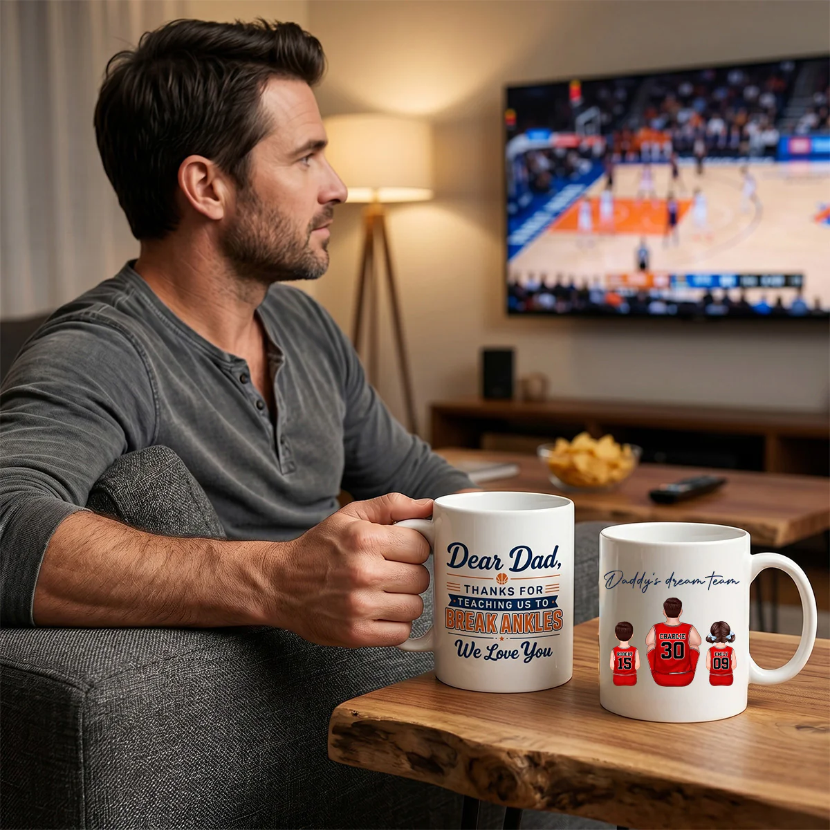 Thank You For Teaching Us To Break Ankles Basketball Dad & Kids - Personalized Mug - Father's Day Gift For Dad, Husband - Image 5