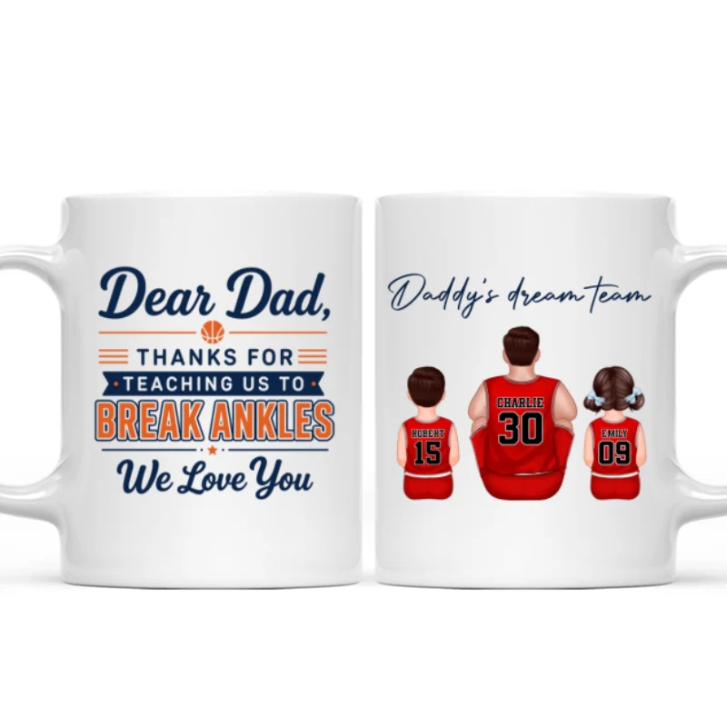 Thank You For Teaching Us To Break Ankles Basketball Dad & Kids - Personalized Mug - Father's Day Gift For Dad, Husband - Image 9