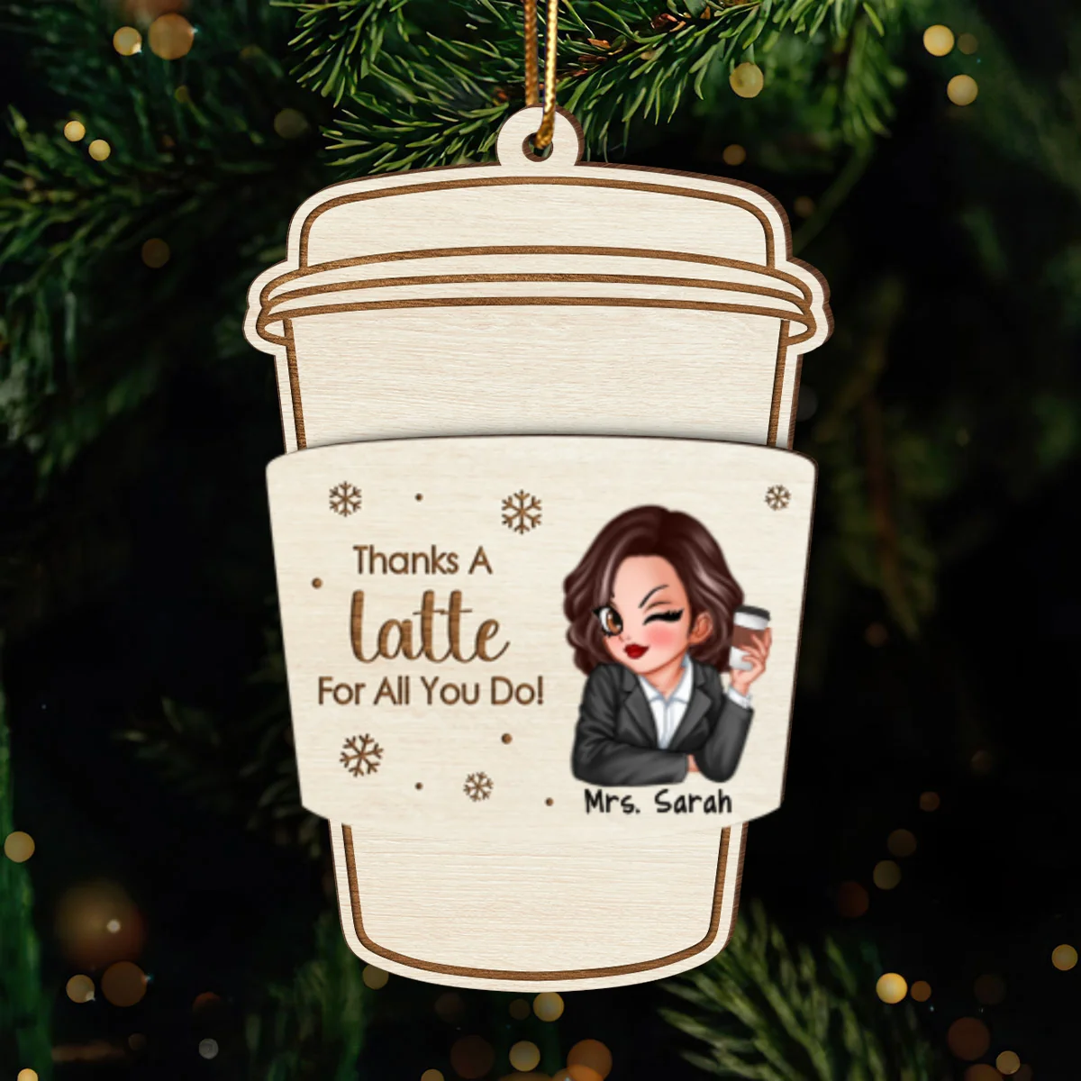 Thanks A Latte For All You Do Gift Card Holder Ornament, Personalized Christmas Ornament, Christmas Gift For Teachers, Thank You Gift, Appreciation Gift - Image 9