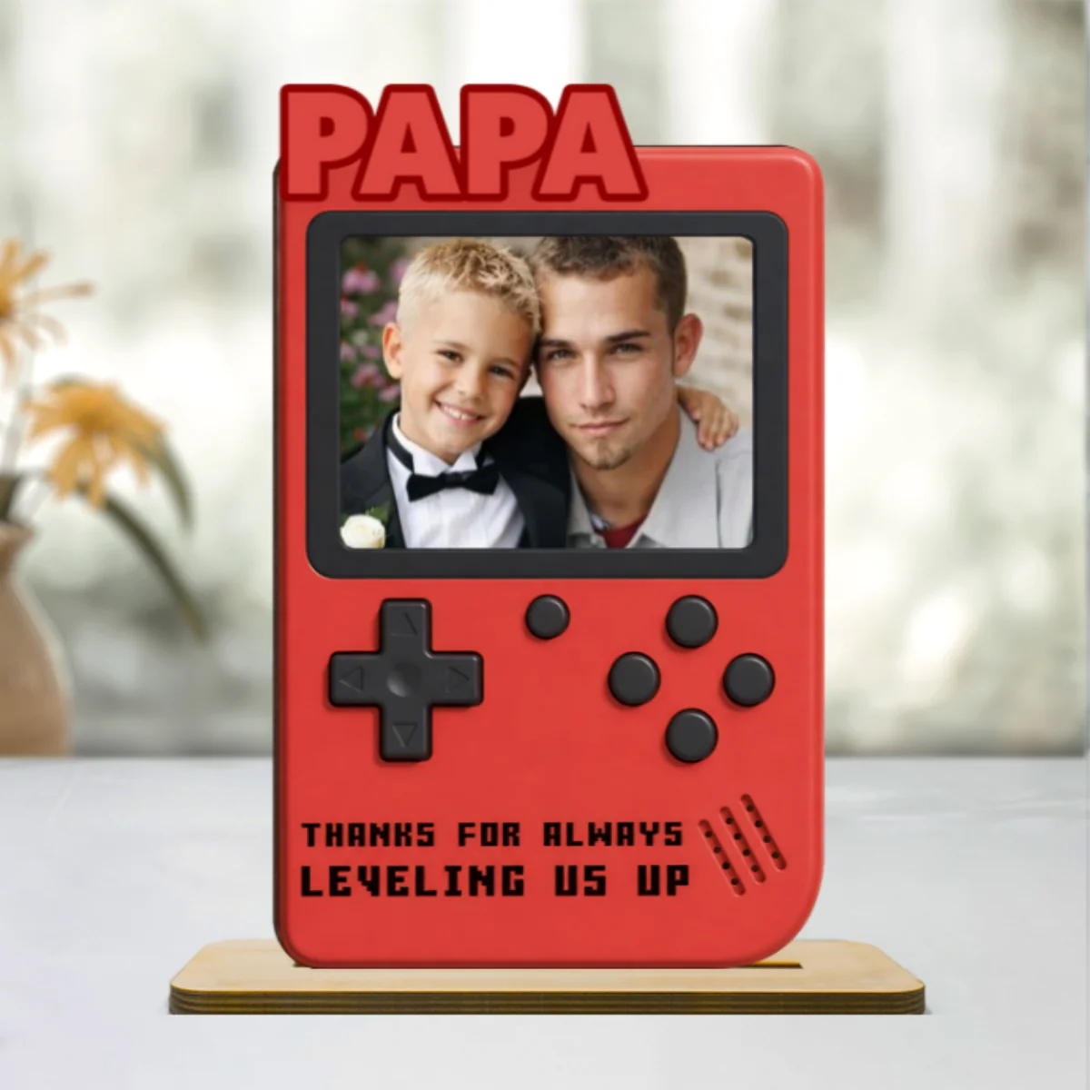 Thanks For Always Leveling Us Up Gamer Dad - Personalized 2-Layered Wooden Plaque - Heartfelt Gift For Dad, Husband - Image 10