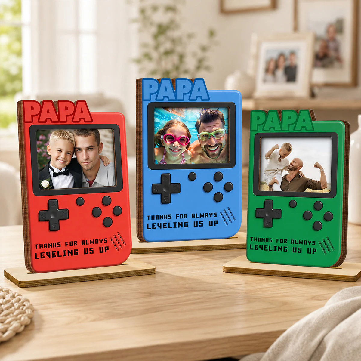 Thanks For Always Leveling Us Up Gamer Dad - Personalized 2-Layered Wooden Plaque - Heartfelt Gift For Dad, Husband - Image 7