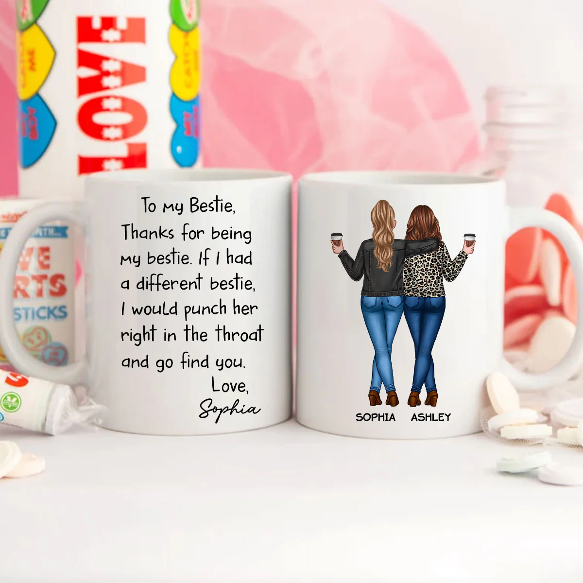 Thanks For Being My Bestie Funny Gift For Best Friends Personalized Mug - Image 6
