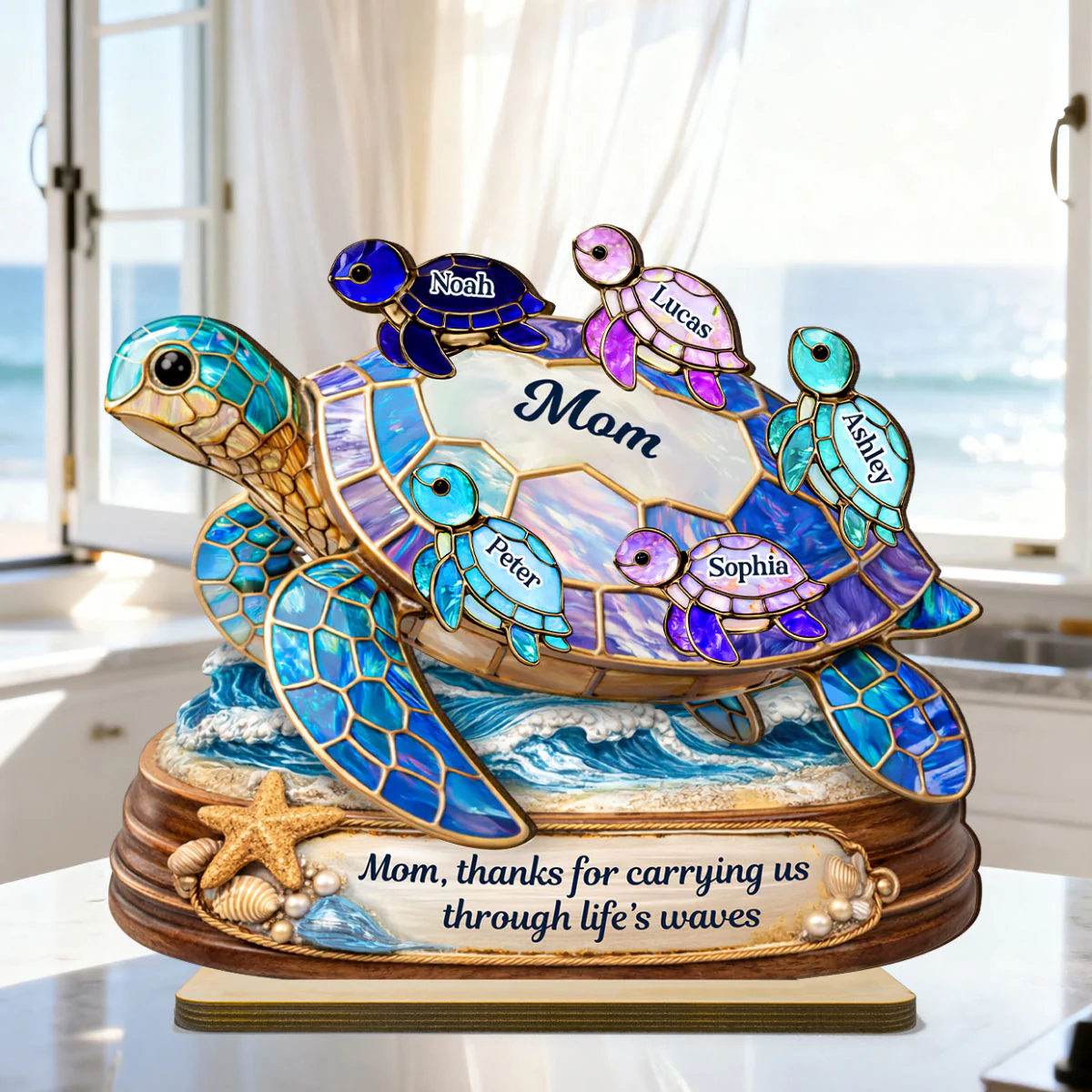 Thanks for Carrying us Through Life's Waves - Personalized 2-Layered Wooden Plaque - Heartfelt Mother's Day Gift for Mom, Wife - Image 2
