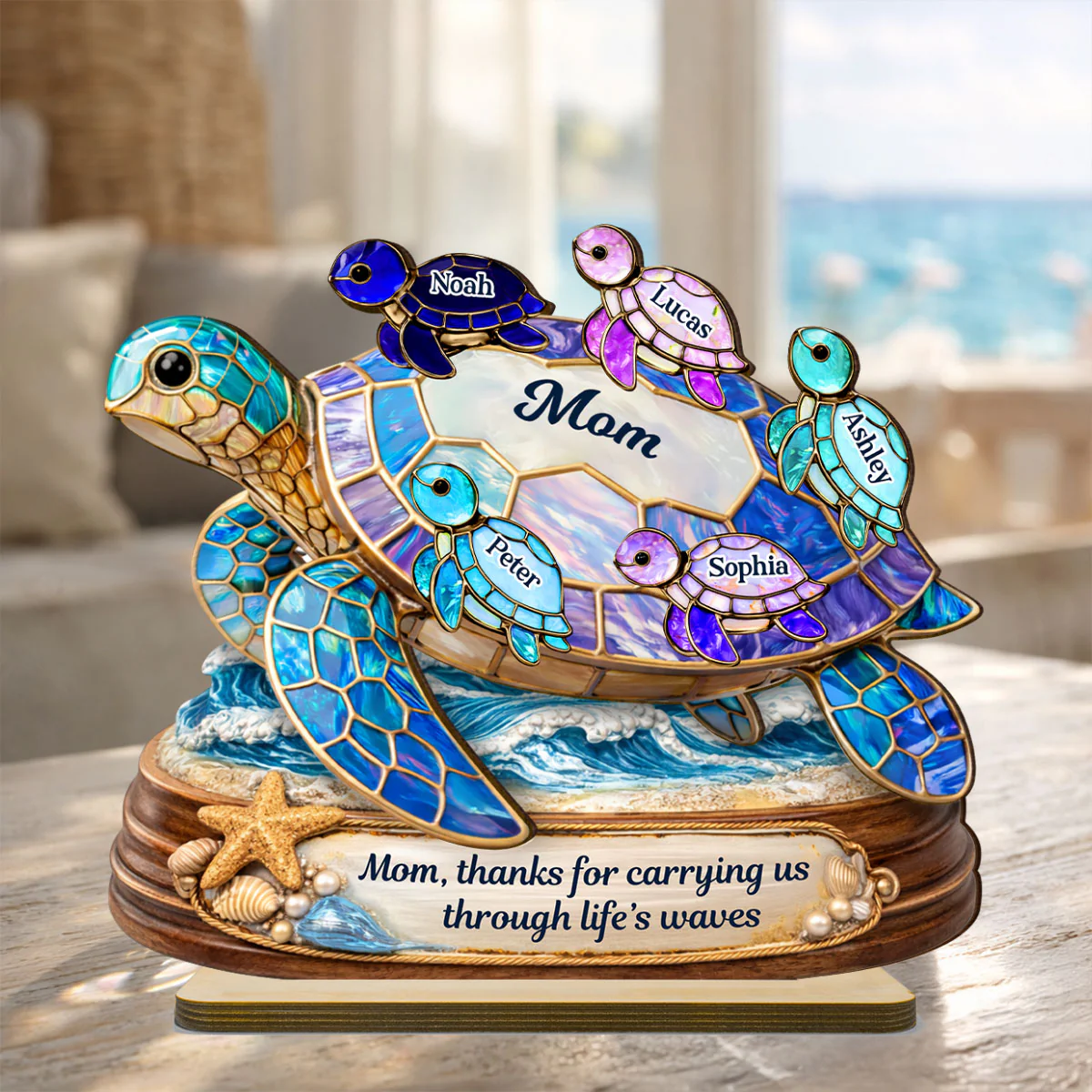 Thanks for Carrying us Through Life's Waves - Personalized 2-Layered Wooden Plaque - Heartfelt Mother's Day Gift for Mom, Wife - Image 3