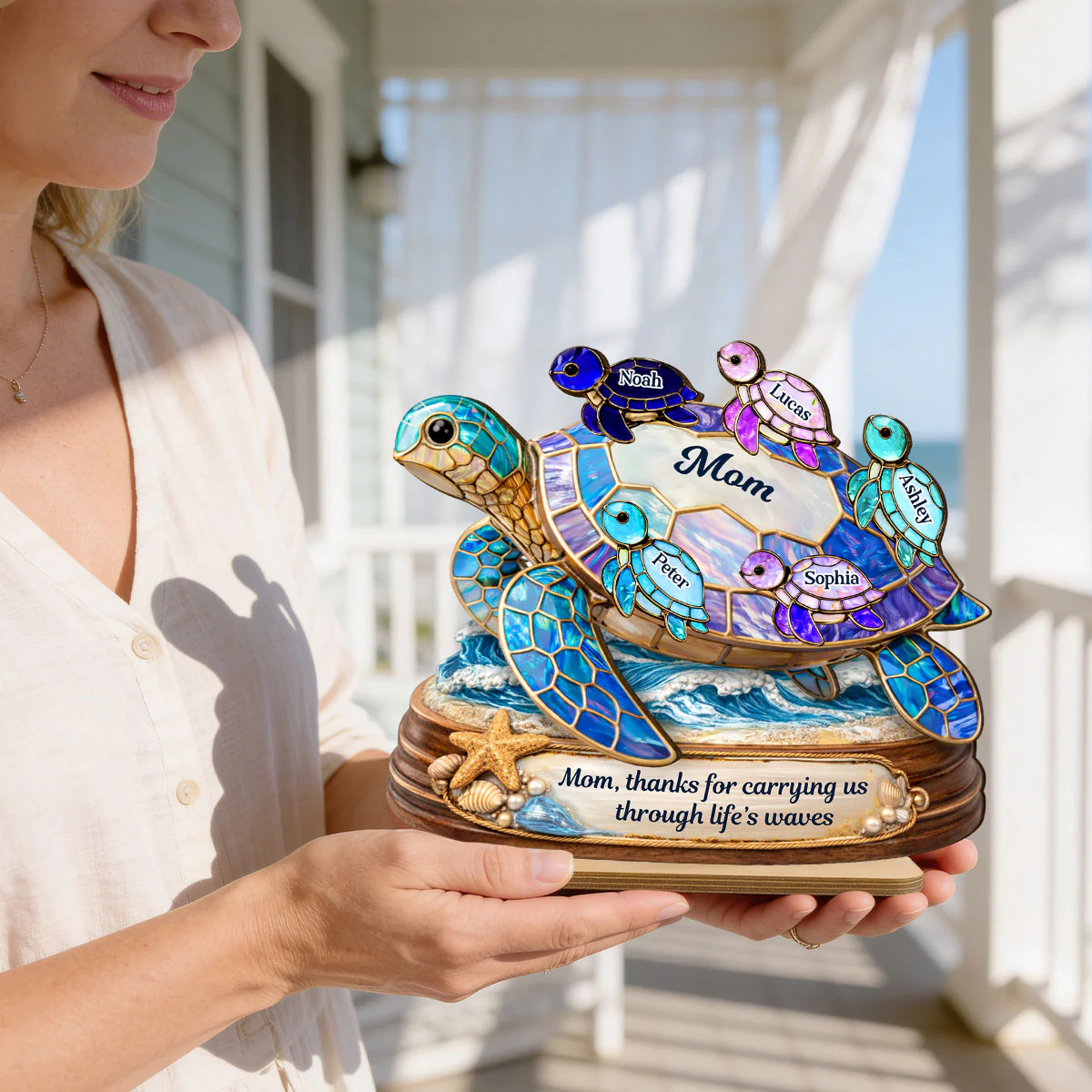Thanks for Carrying us Through Life's Waves - Personalized 2-Layered Wooden Plaque - Heartfelt Mother's Day Gift for Mom, Wife - Image 4