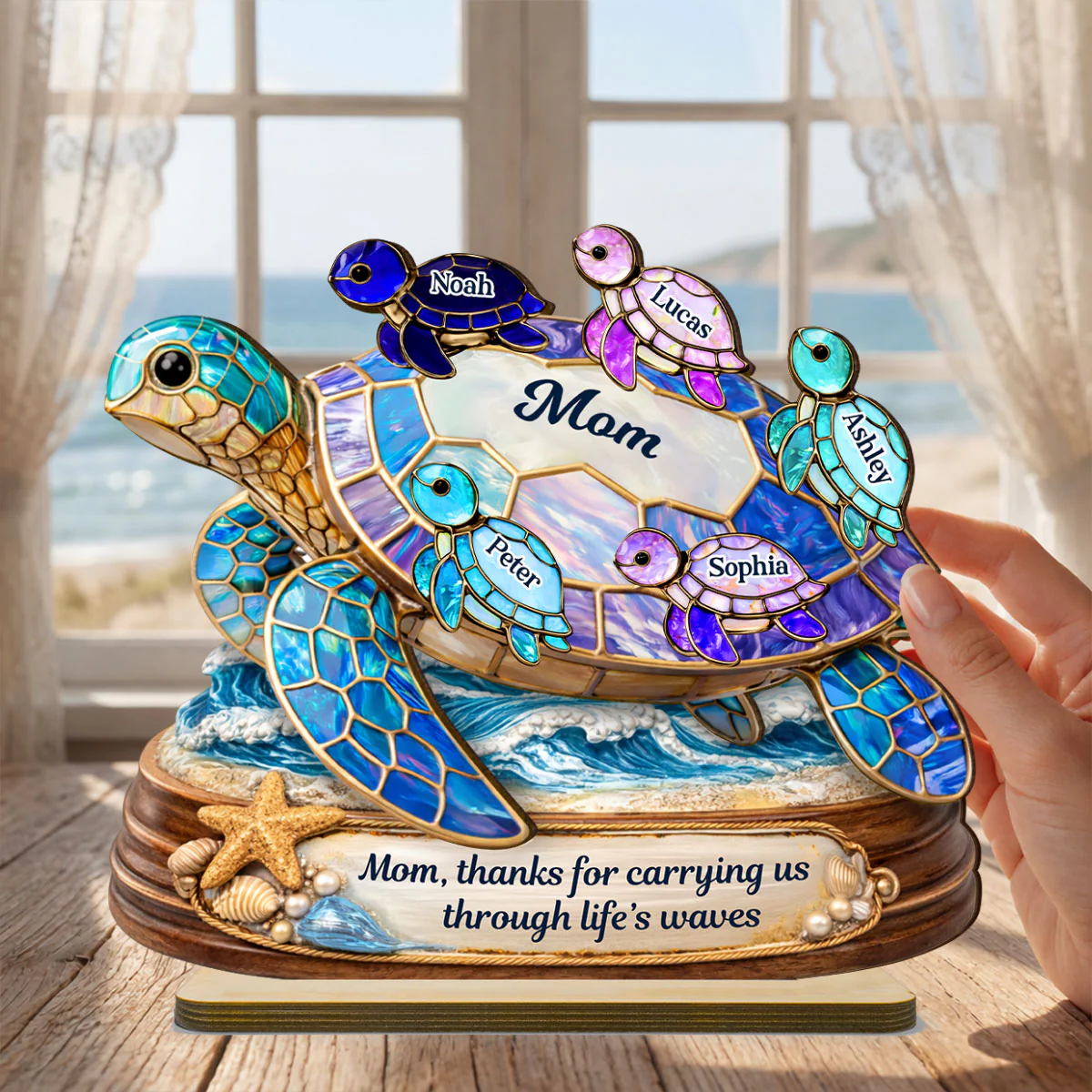 Thanks for Carrying us Through Life's Waves - Personalized 2-Layered Wooden Plaque - Heartfelt Mother's Day Gift for Mom, Wife - Image 6