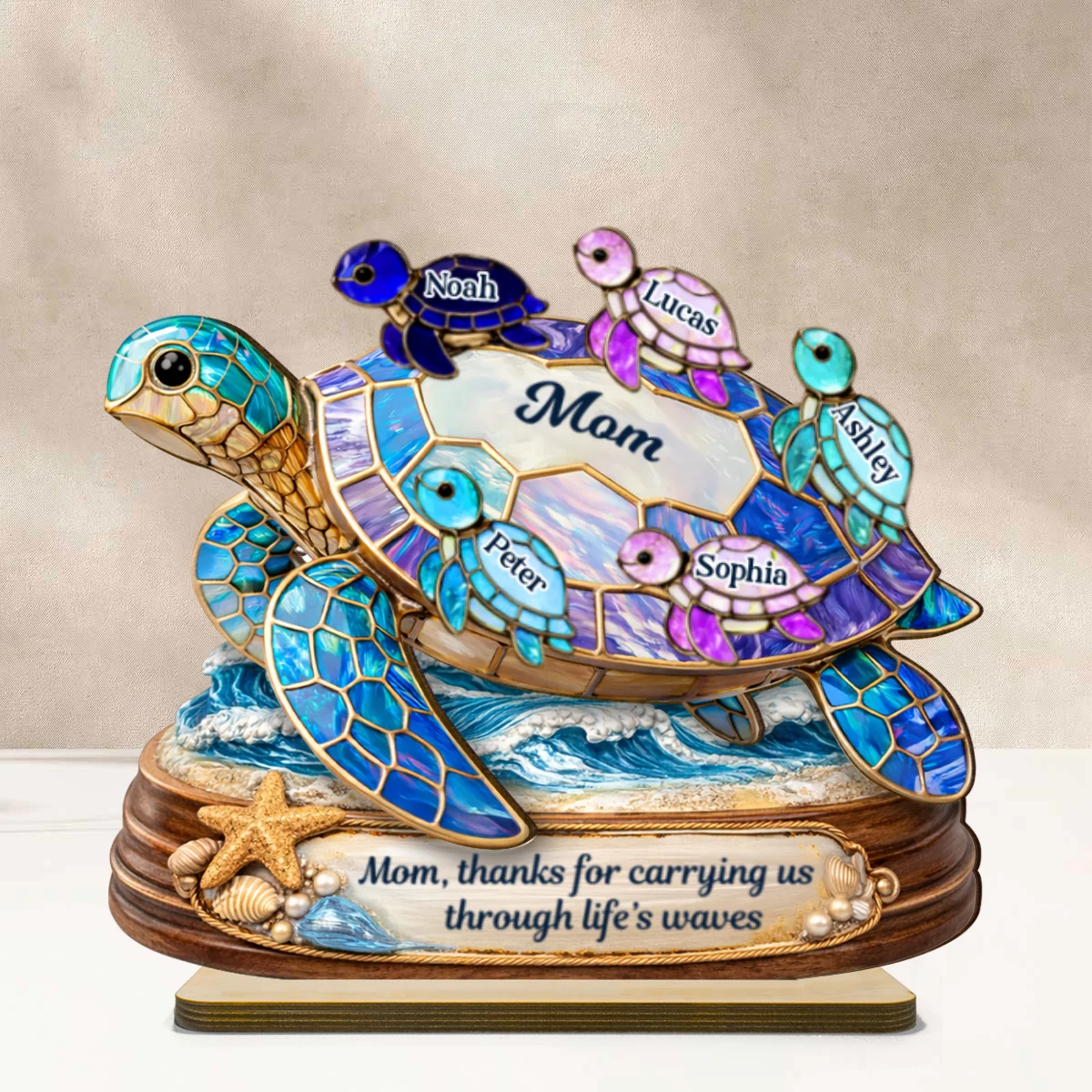 Thanks for Carrying us Through Life's Waves - Personalized 2-Layered Wooden Plaque - Heartfelt Mother's Day Gift for Mom, Wife - Image 9
