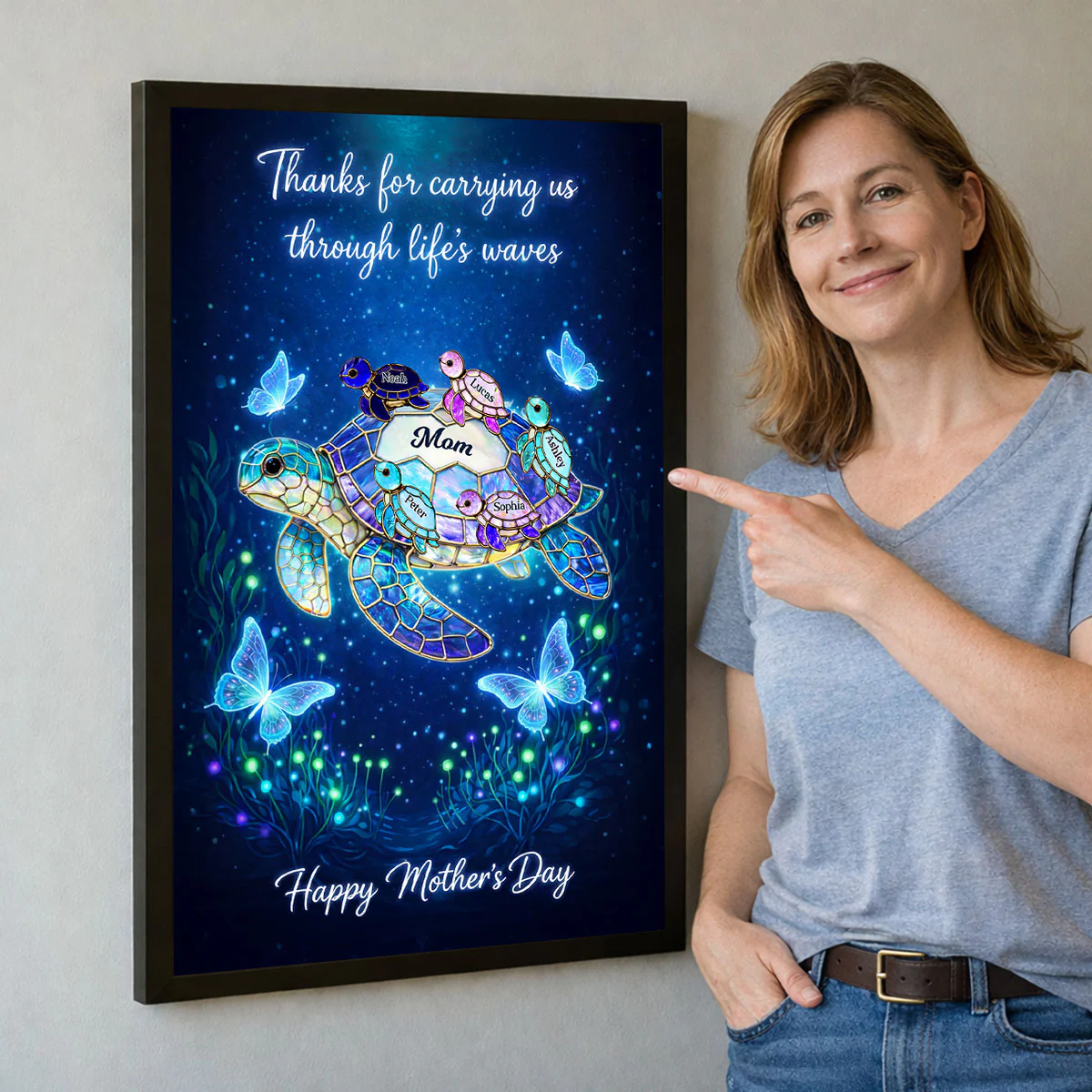 Thanks for Carrying Us Through Life's Waves - Personalized Poster - Mother's Day Gift for Mom, Wife - Image 3