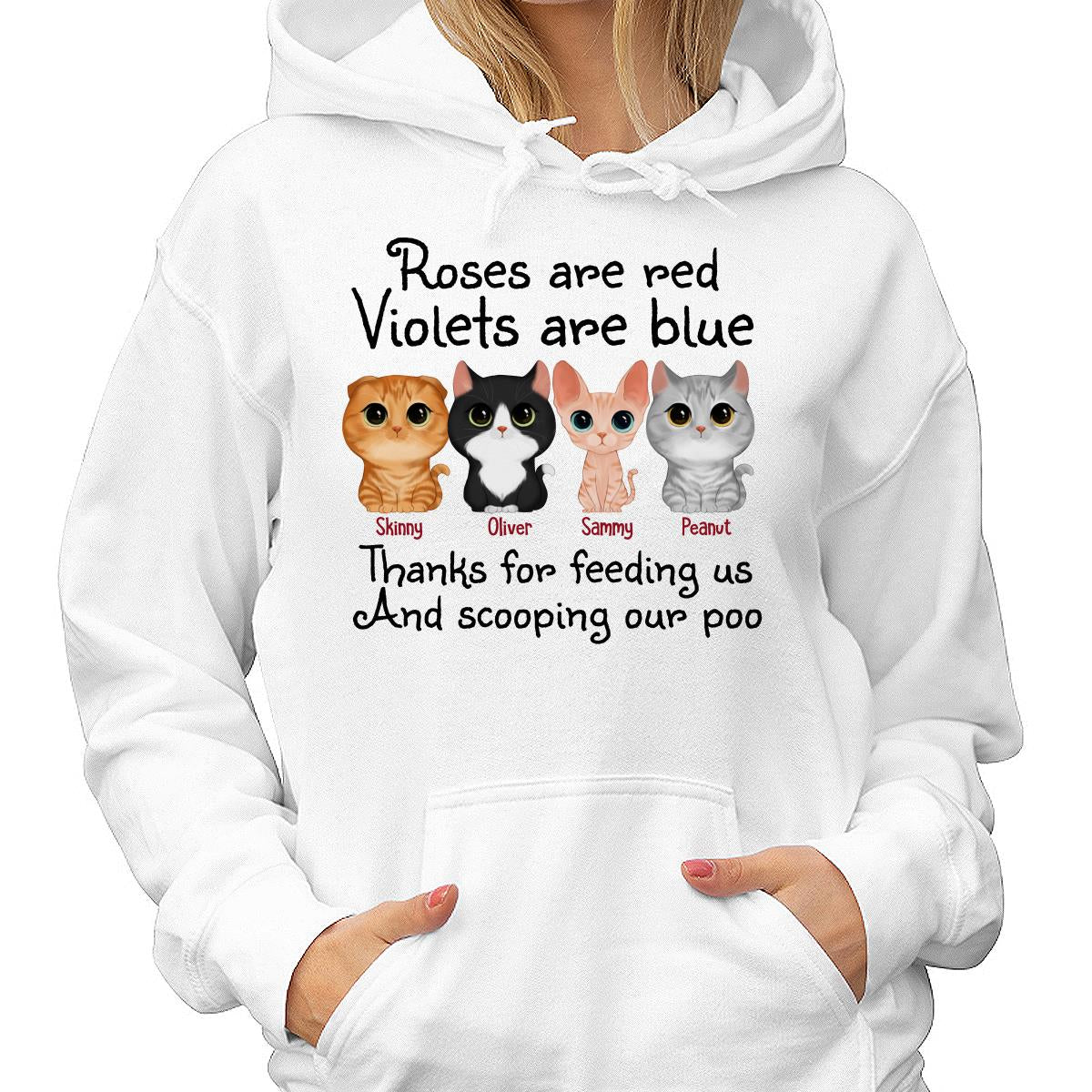 Thanks For Feeding Us Watercolor Cute Cats Personalized Shirt - Image 4