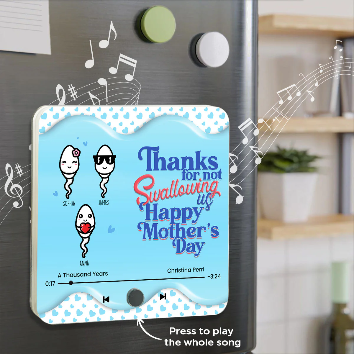 Thanks for not Swallowing Me Personalized Music Fridge Magnet, Funny Gift for Mom, Gift for her - Image 5