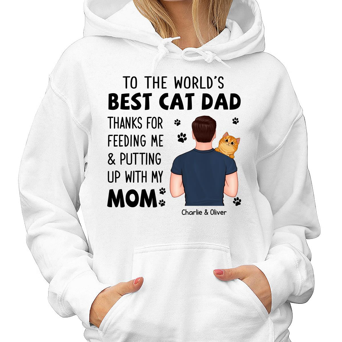 Thanks For Putting Up With Our Mom Cat Dad Personalized Shirt - Image 4