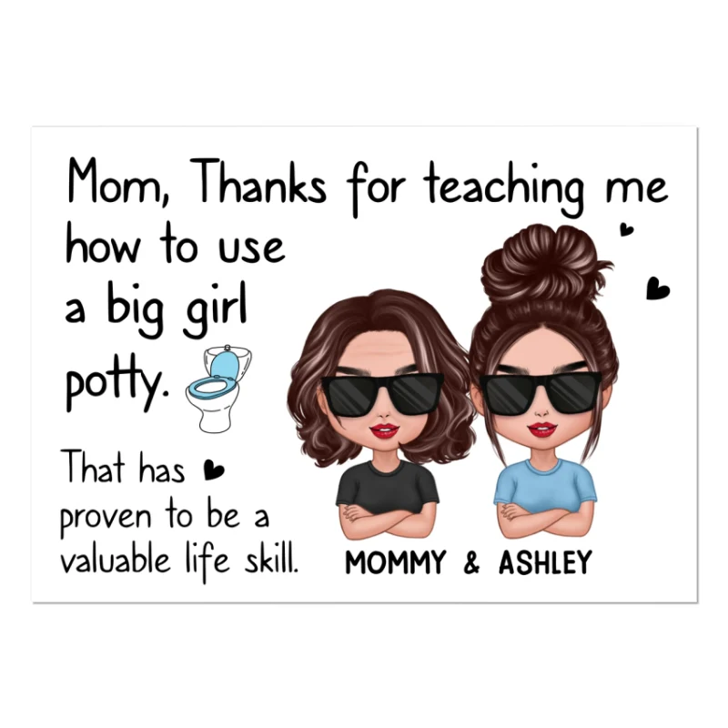 Thanks For Teaching Me To Use Big Girl Potty Doll Mom Daughter Mother‘s Day Personalized Postcard - Image 4
