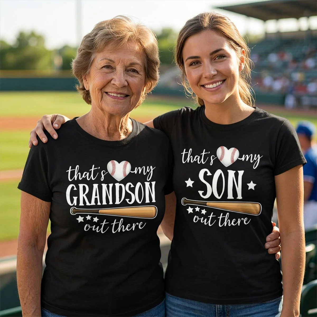 That's My Grandson Out There Player Silhouette - Personalized Double Sided Shirt - Baseball Softball Grandma Mom - Image 6