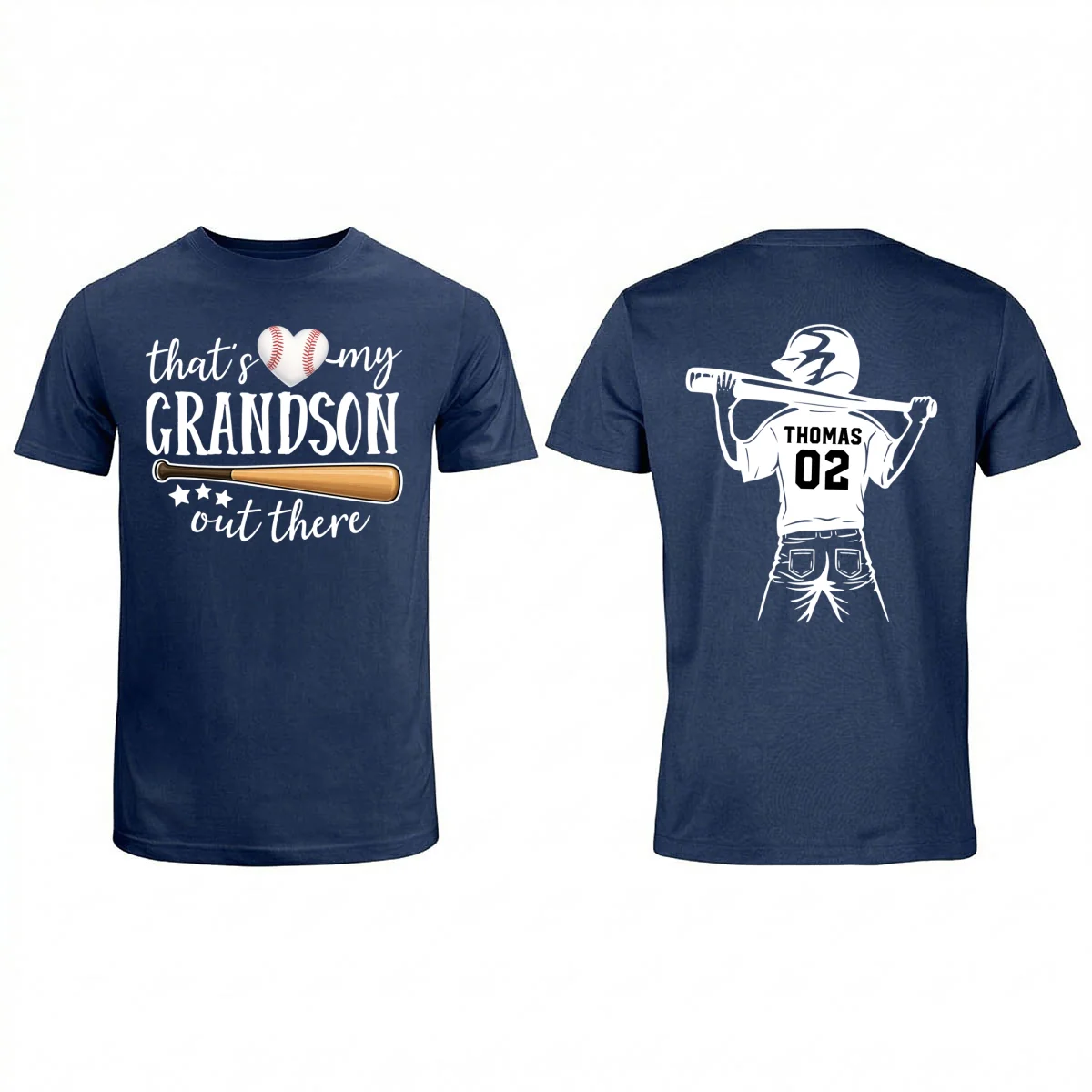 That's My Grandson Out There Player Silhouette - Personalized Double Sided Shirt - Baseball Softball Grandma Mom - Image 9