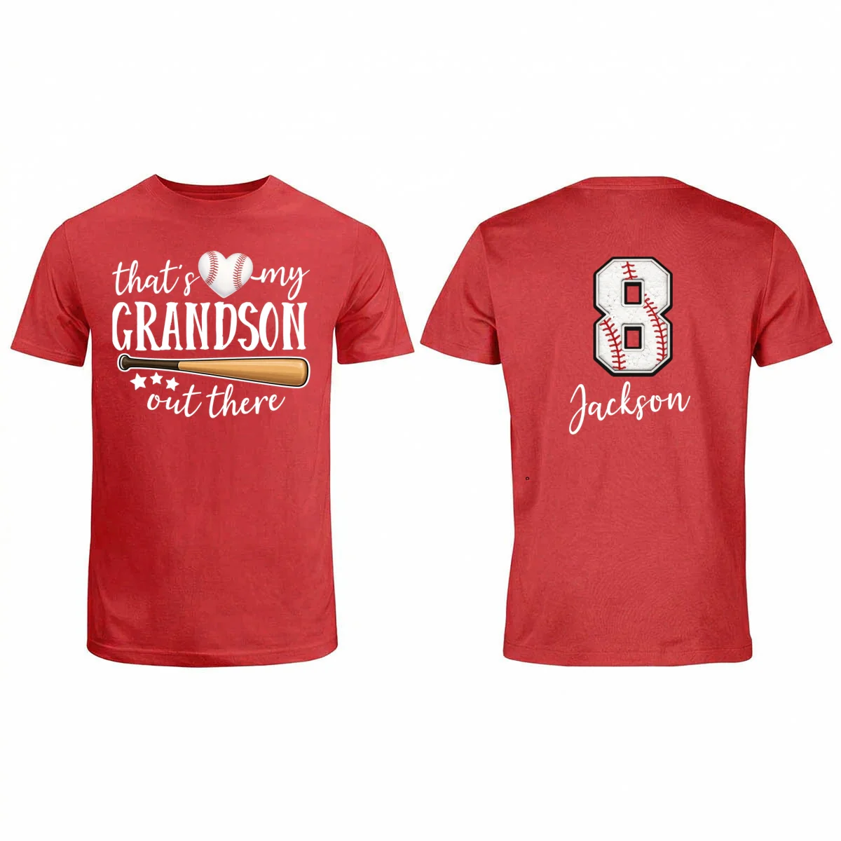 That's My Grandson Out There - Personalized Double Sided Shirt - Baseball Softball Grandma Mom - Image 15