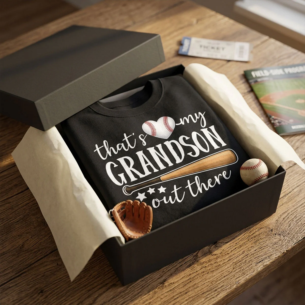 That's My Grandson Out There - Personalized Double Sided Sweatshirt - Baseball Softball Grandma Mom - Image 2