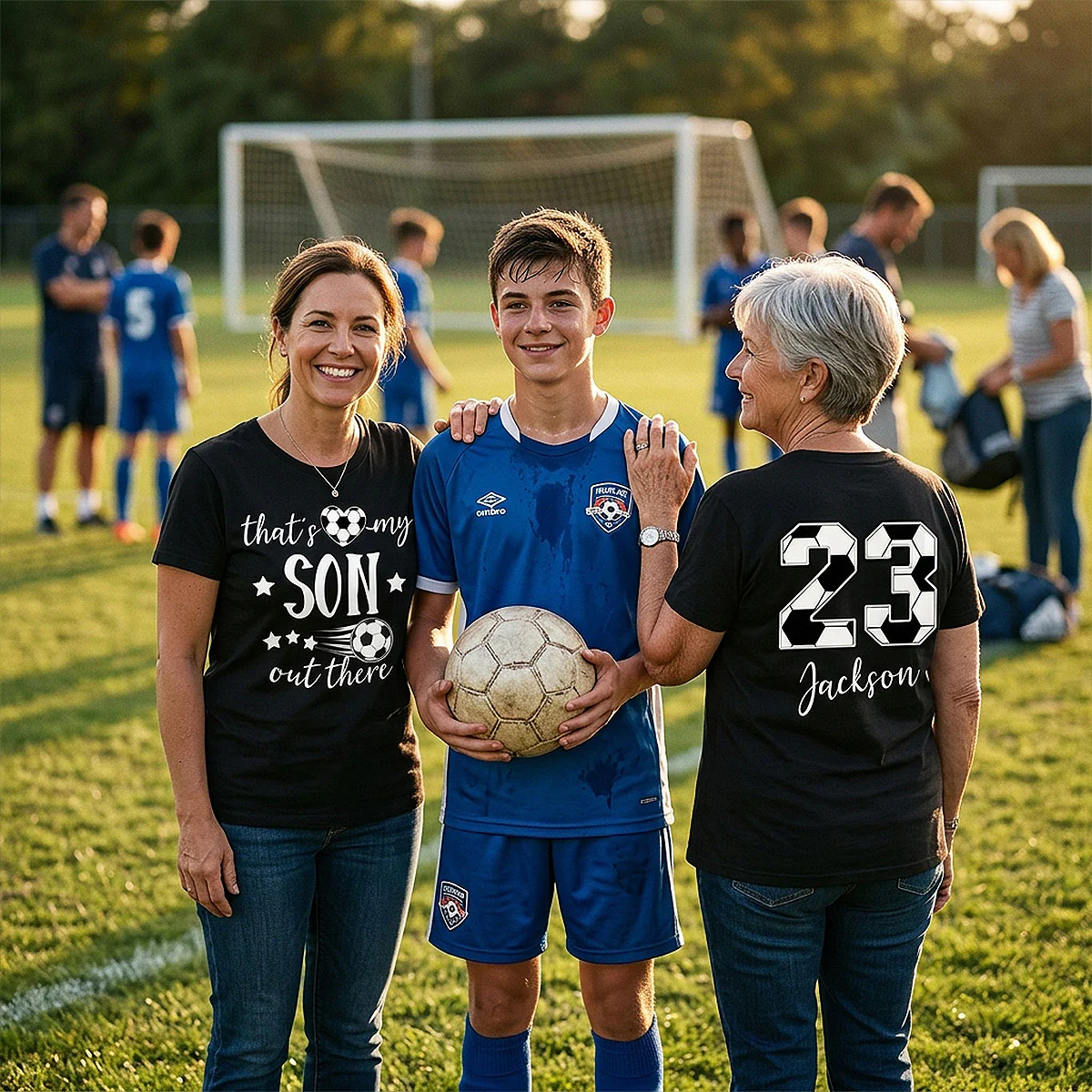 That's My Son Grandson Out There - Personalized Double Sided Shirt - Soccer Grandma Mom - Image 5
