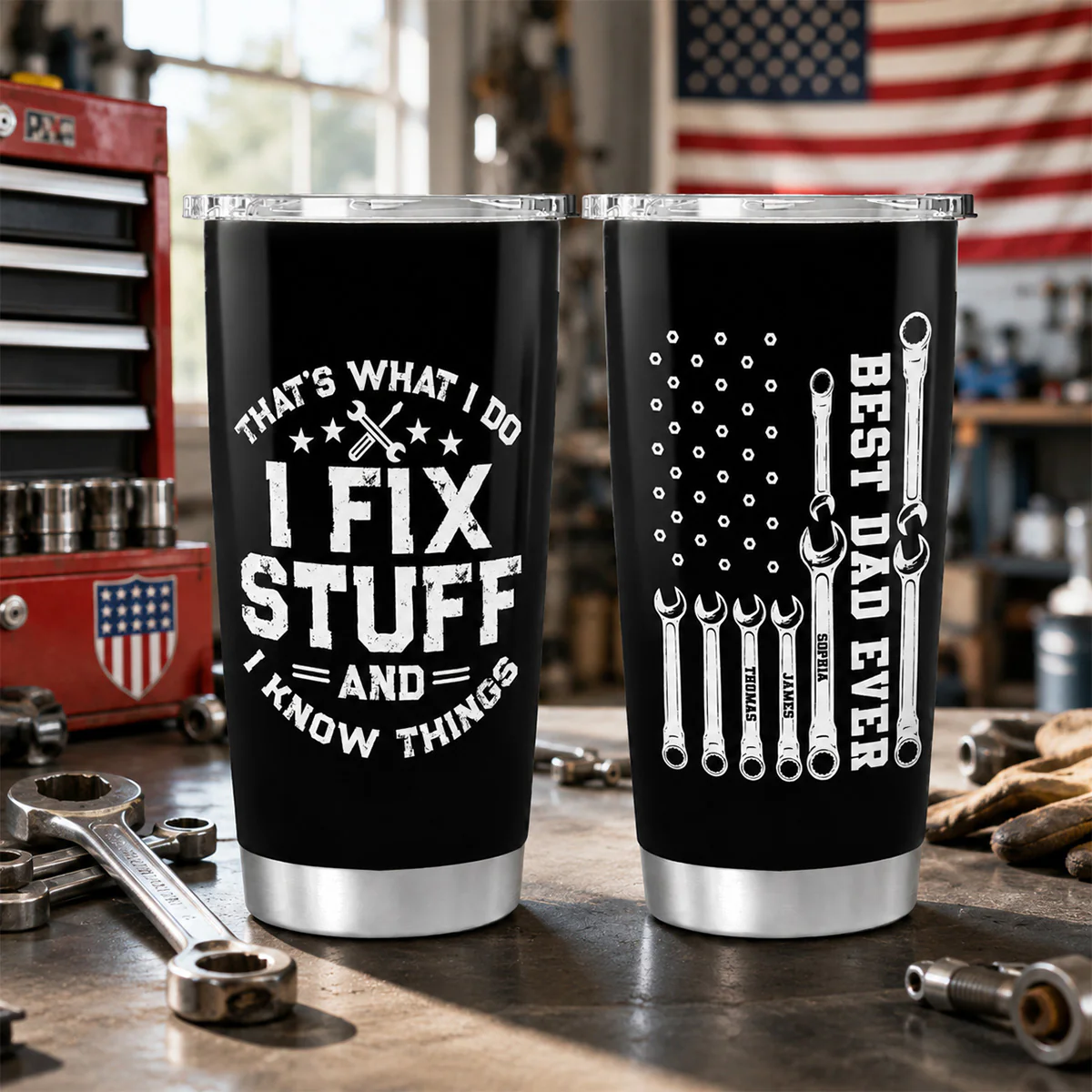 That's What I Do Mechanic Dad - Personalized Tumbler - Father's Day Gift For Dad, Grandpa - Image 2