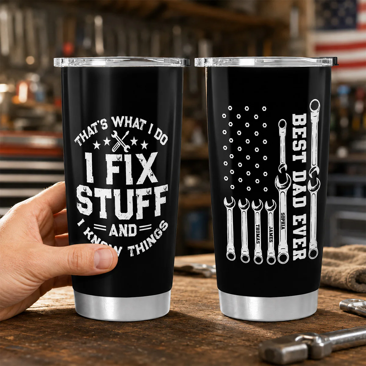 That's What I Do Mechanic Dad - Personalized Tumbler - Father's Day Gift For Dad, Grandpa - Image 6