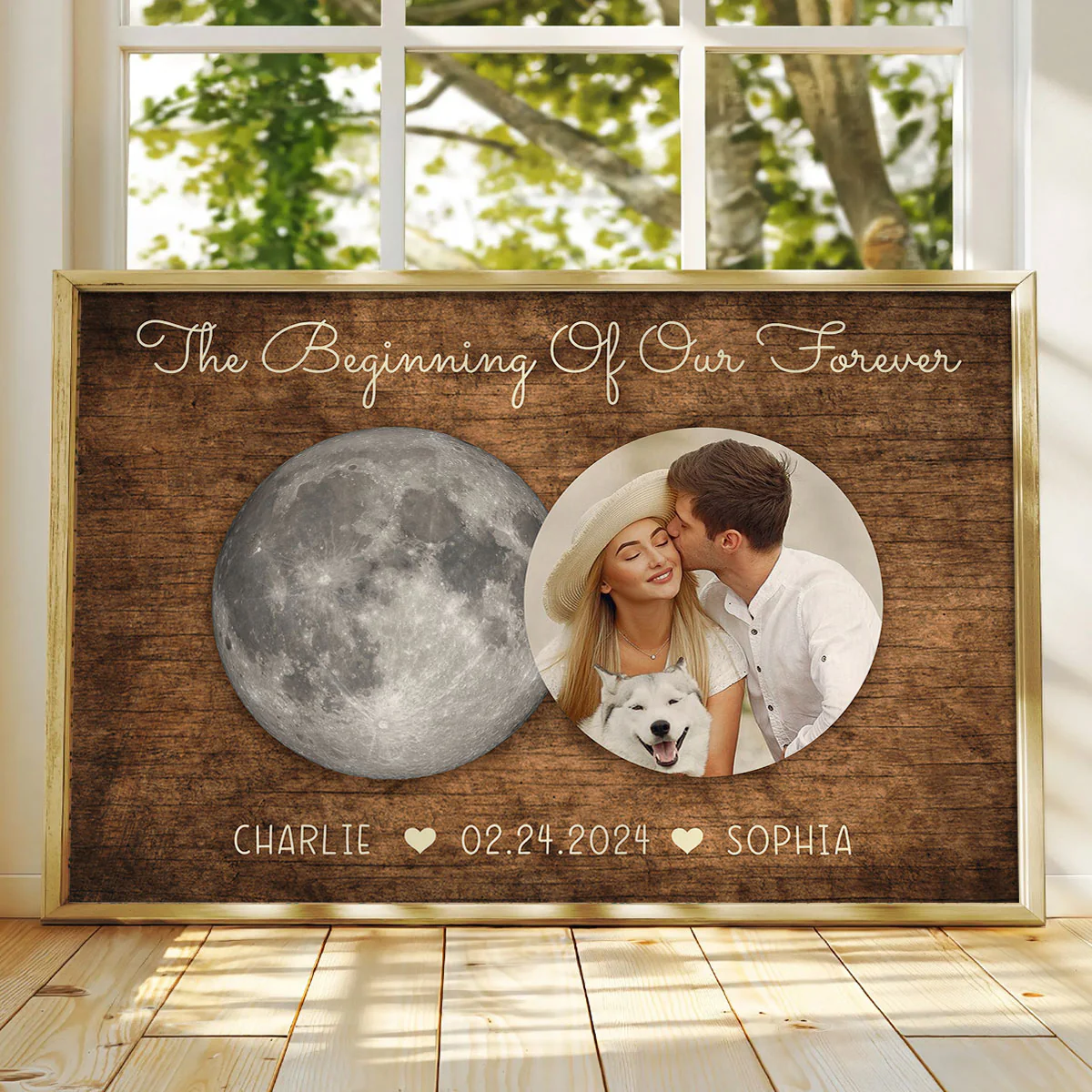 The Beginning Of Our Forever Couple Upload Photo Custom Moon Phases Anniversary Date Personalized Poster, Anniversary Gift, Wedding Gift For Couple - Image 6