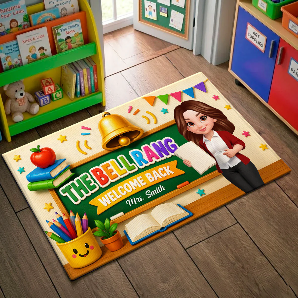 The Bell Rang Welcome Back To Class - Personalized Doormat - Back To School Gift For Teachers, Classroom Decors - Image 2
