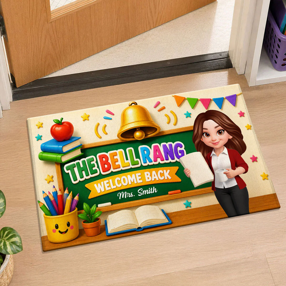 The Bell Rang Welcome Back To Class - Personalized Doormat - Back To School Gift For Teachers, Classroom Decors - Image 3