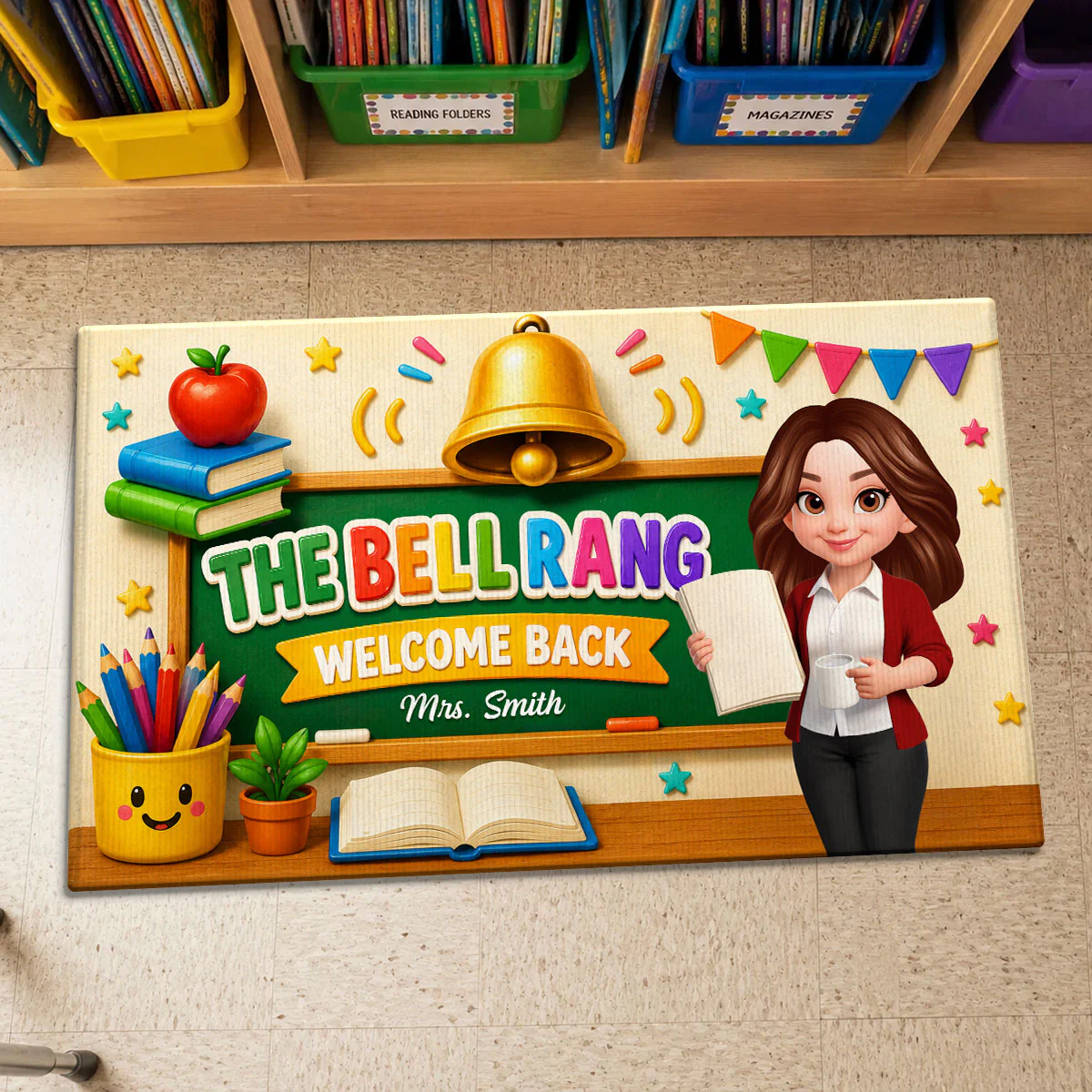The Bell Rang Welcome Back To Class - Personalized Doormat - Back To School Gift For Teachers, Classroom Decors - Image 6