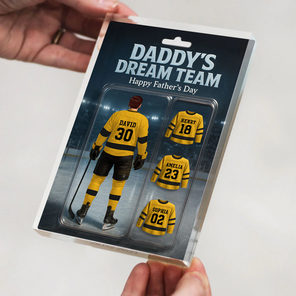 The Best Hockey Dad Ever With Kids' Names Custom Figure Personalized Acrylic Block Plaque, 2025  Gift For Him, For Dad - Image 4