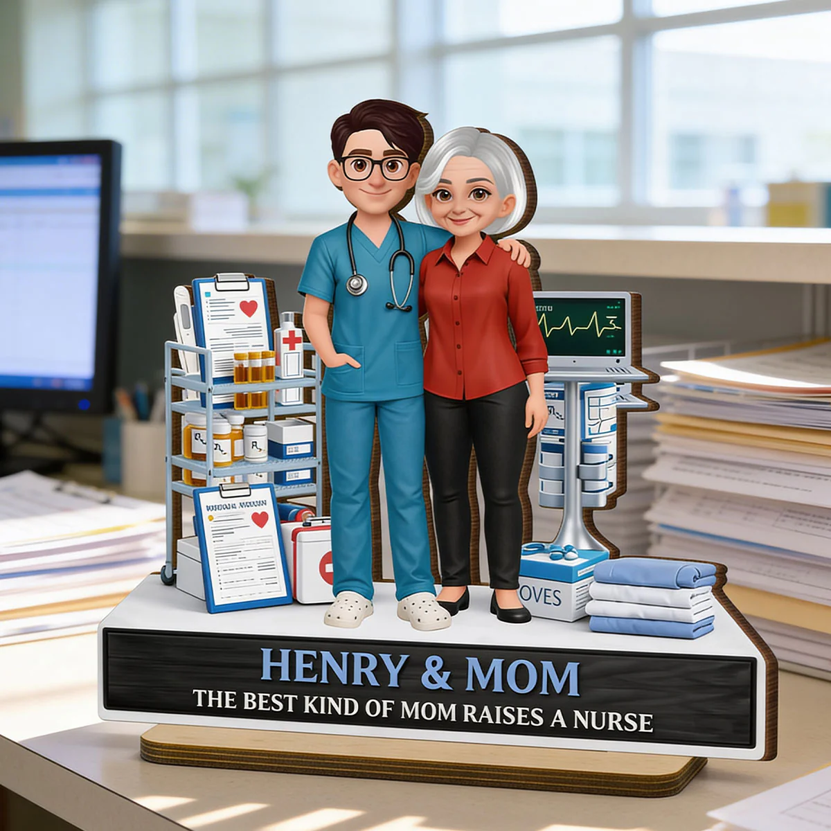 The Best Kind Of Mom Raises A Nurse - Personalized 2-Layered Wooden Plaque - Image 5