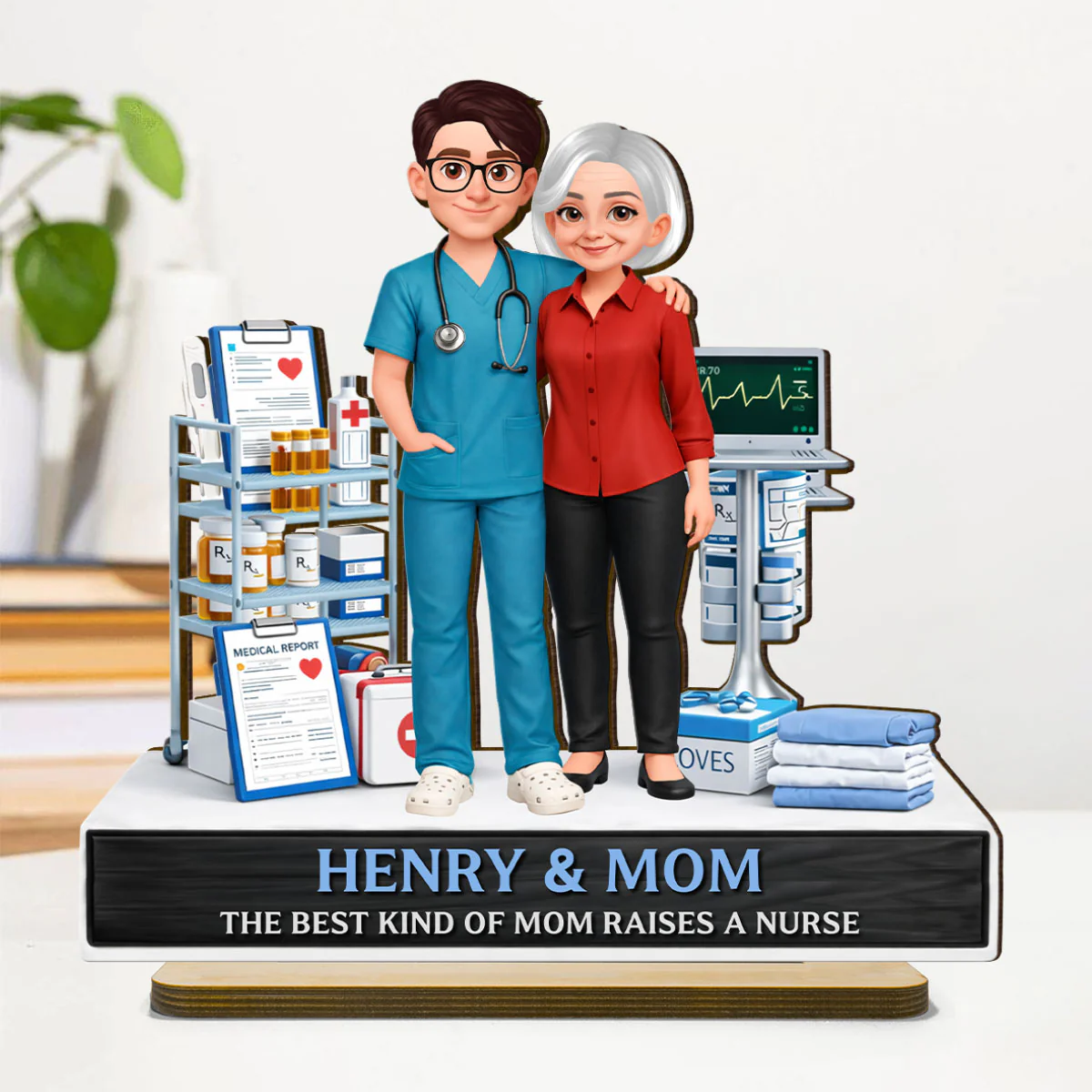 The Best Kind Of Mom Raises A Nurse - Personalized 2-Layered Wooden Plaque - Image 6