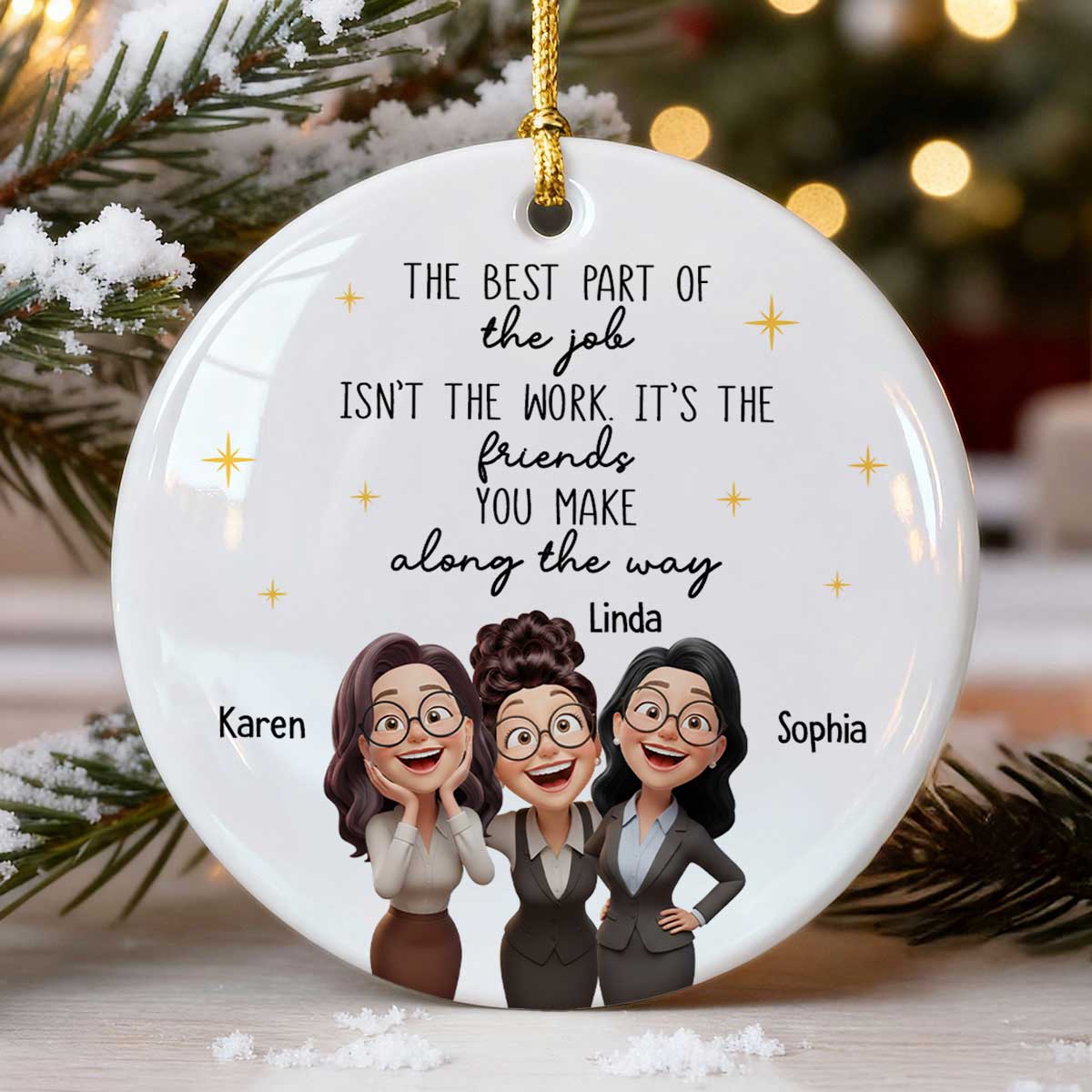 The Best Part of the Job is the Friends You Make - Personalized Ceramic Ornament - Christmas Gift for Work Besties - Image 6