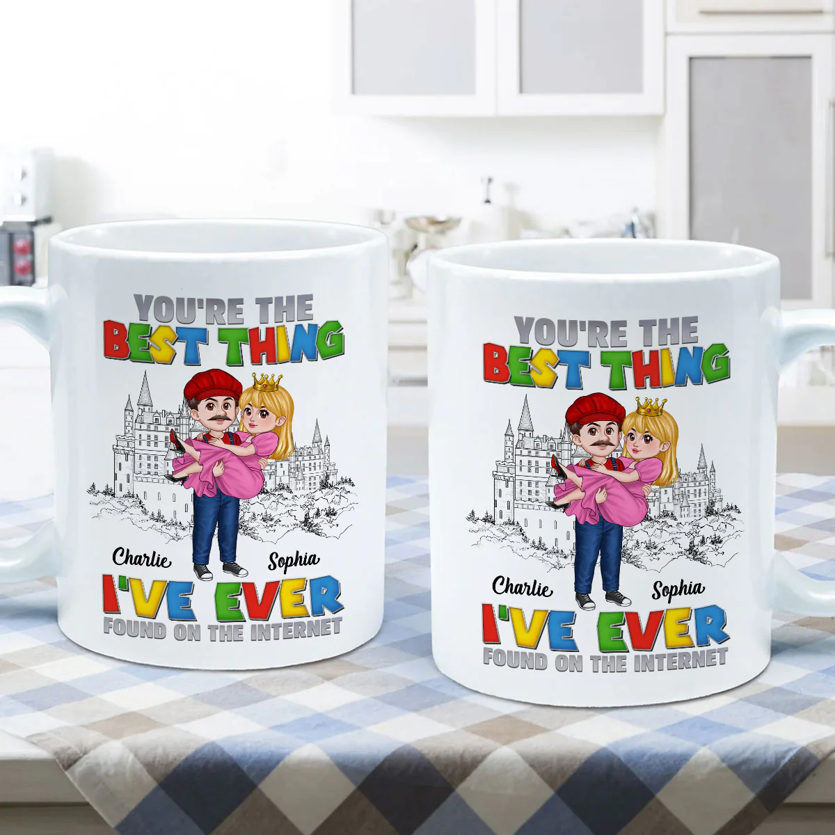 The Best Thing I‘ve Ever Found On The Internet Man Carrying Woman Cartoon Couple Personalized Coffee Mug - Image 5