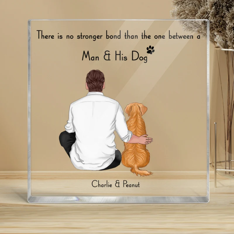 The Bond Between A Man And His Dogs Personalized Acrylic Block Plaque - Image 4