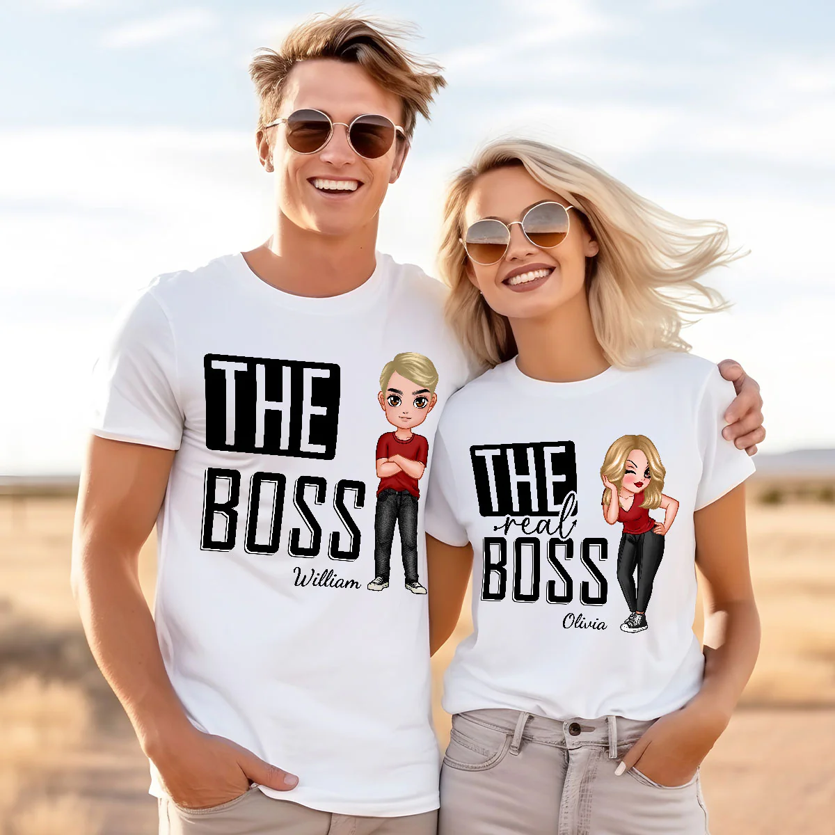 The Boss The Real Boss Funny Valentine‘s Day Gift For Couple Personalized Matching Shirts [Set of 2 Shirts] - Image 4