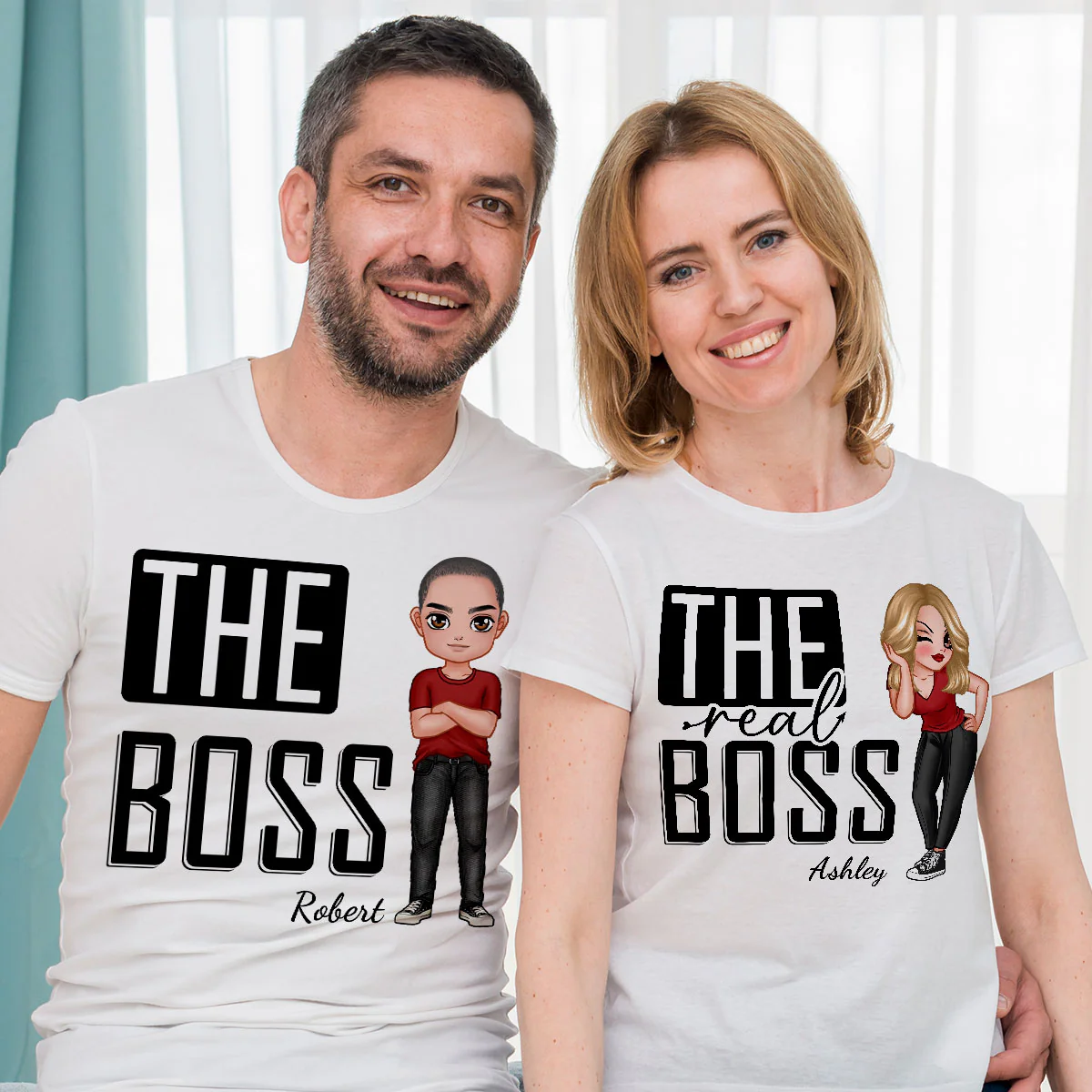 The Boss The Real Boss Funny Valentine‘s Day Gift For Couple Personalized Matching Shirts [Set of 2 Shirts] - Image 5