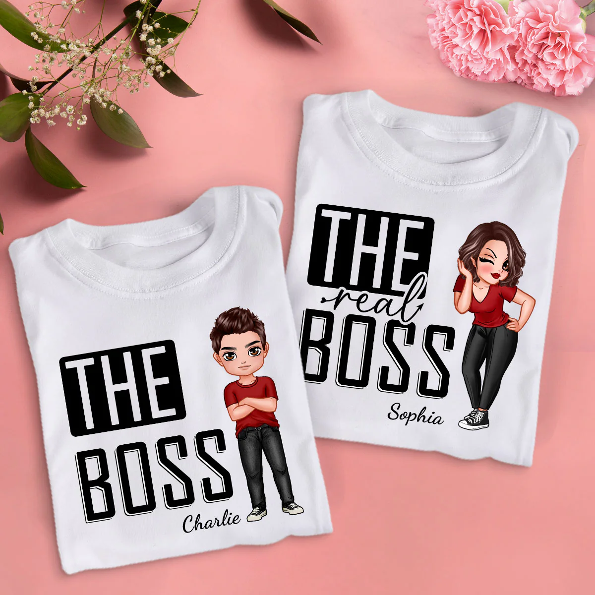 The Boss The Real Boss Funny Valentine‘s Day Gift For Couple Personalized Matching Shirts [Set of 2 Shirts] - Image 6