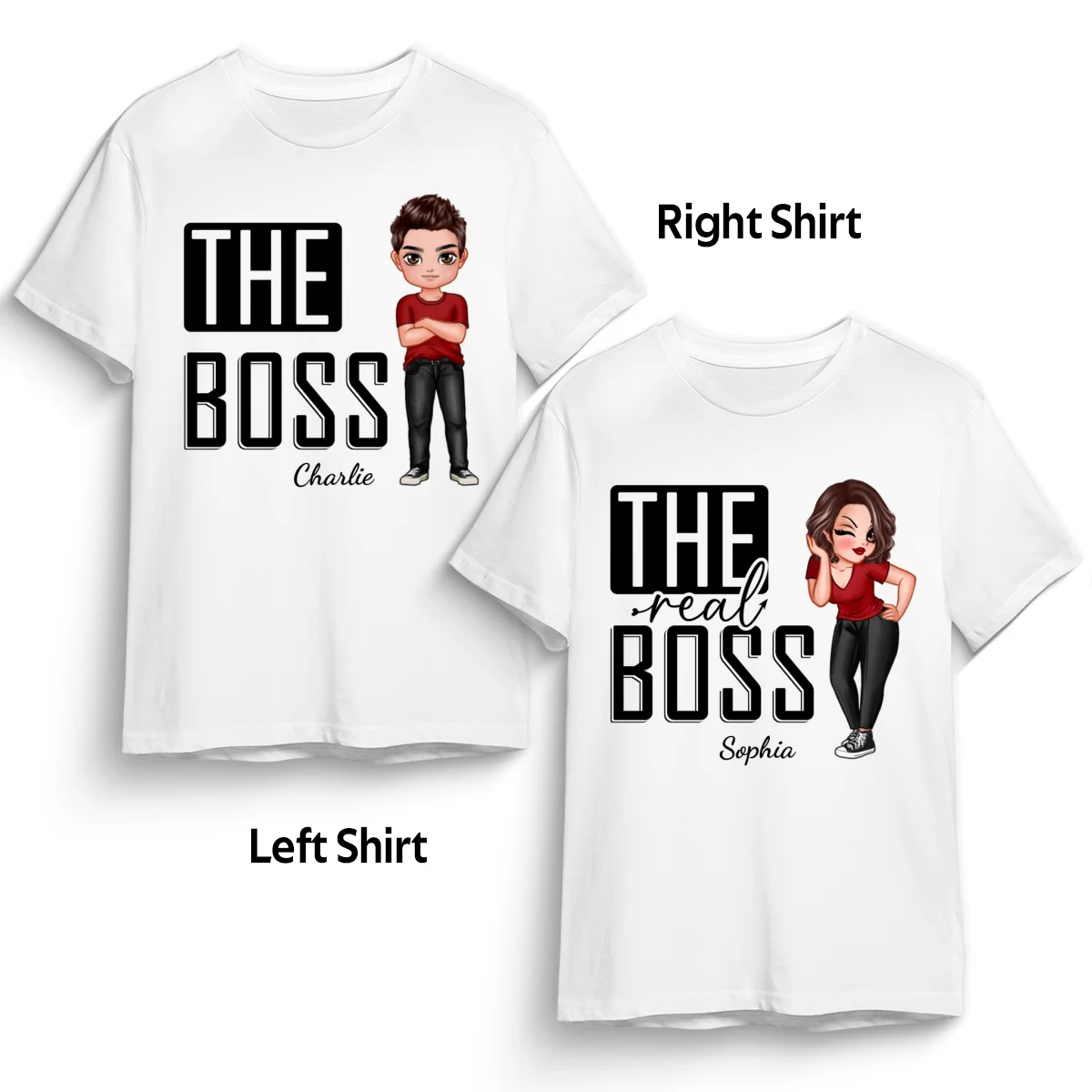 The Boss The Real Boss Funny Valentine‘s Day Gift For Couple Personalized Matching Shirts [Set of 2 Shirts] - Image 7