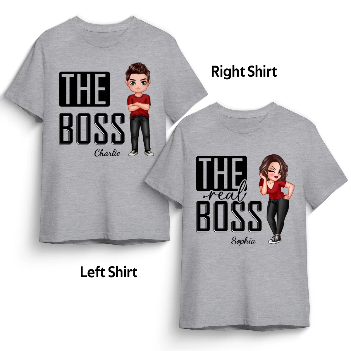 The Boss The Real Boss Funny Valentine‘s Day Gift For Couple Personalized Matching Shirts [Set of 2 Shirts] - Image 8