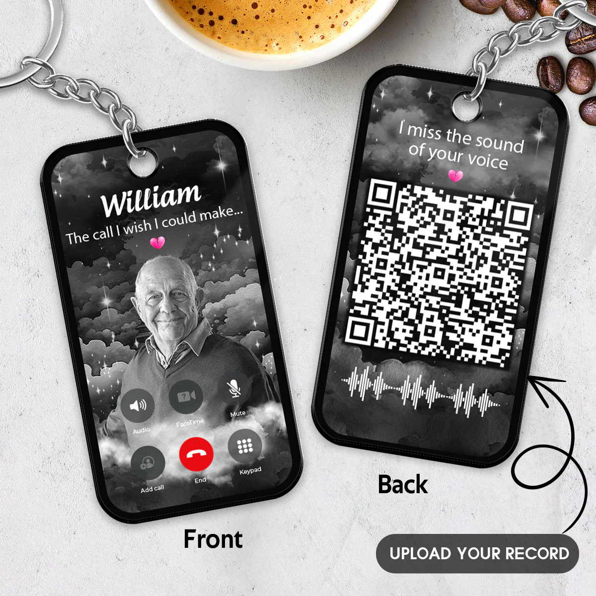 The Call I Wish I Could Make Photo Inserted Memorial Gift Remembrance Keepsake Voice Message QR Code Personalized Acrylic Keychain - Image 2